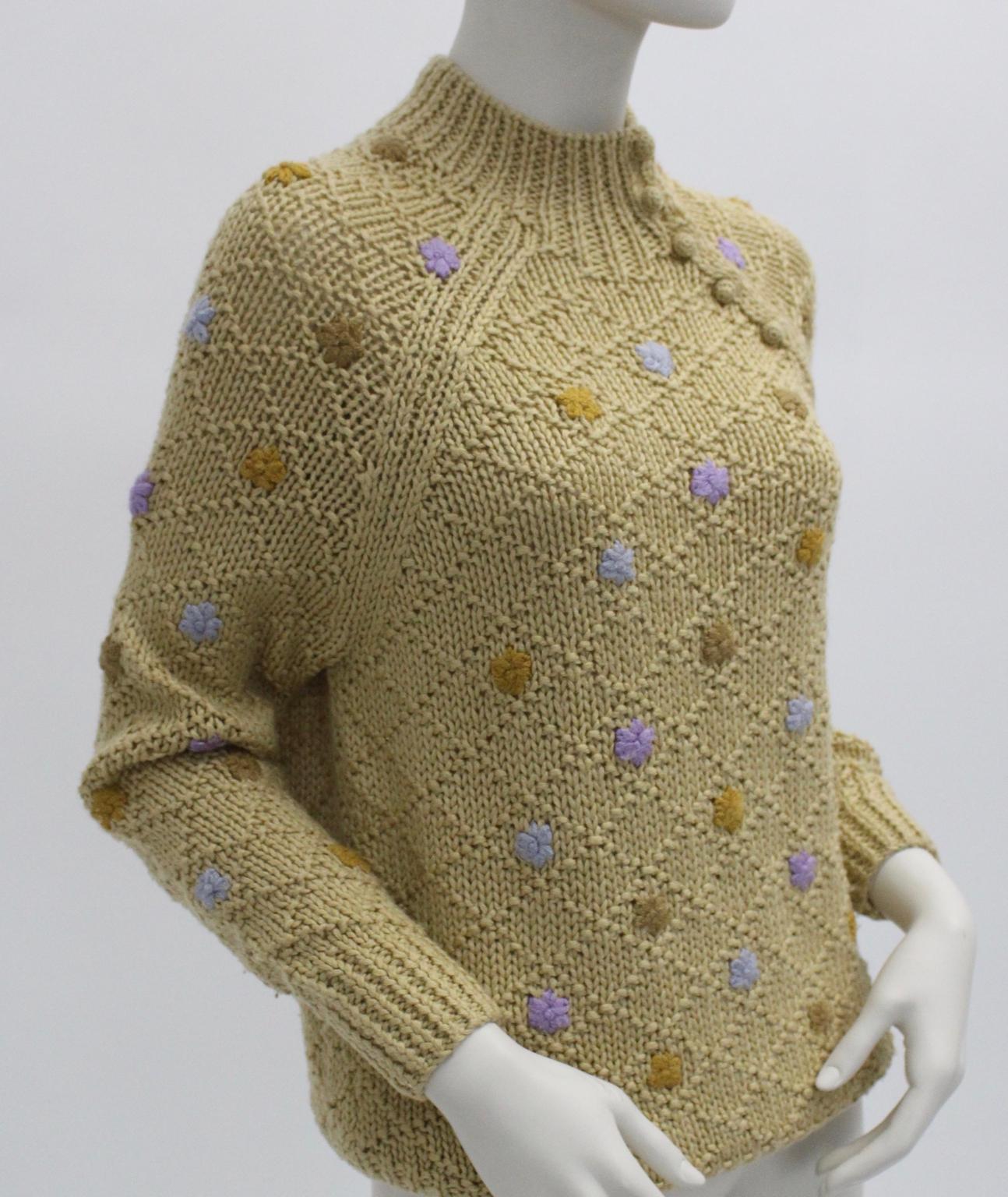 Oscar de la Renta Sport Brown Vintage Knit Sweater For Sale 1
