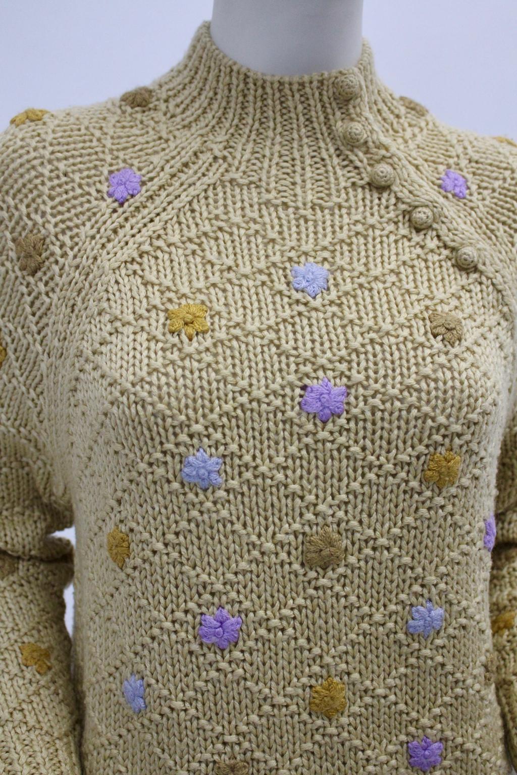 Oscar de la Renta Sport Brown Vintage Knit Sweater  For Sale 2