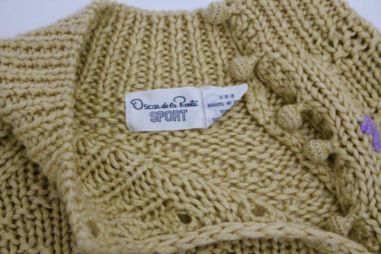 Oscar de la Renta Sport Brown Vintage Knit Sweater For Sale 13