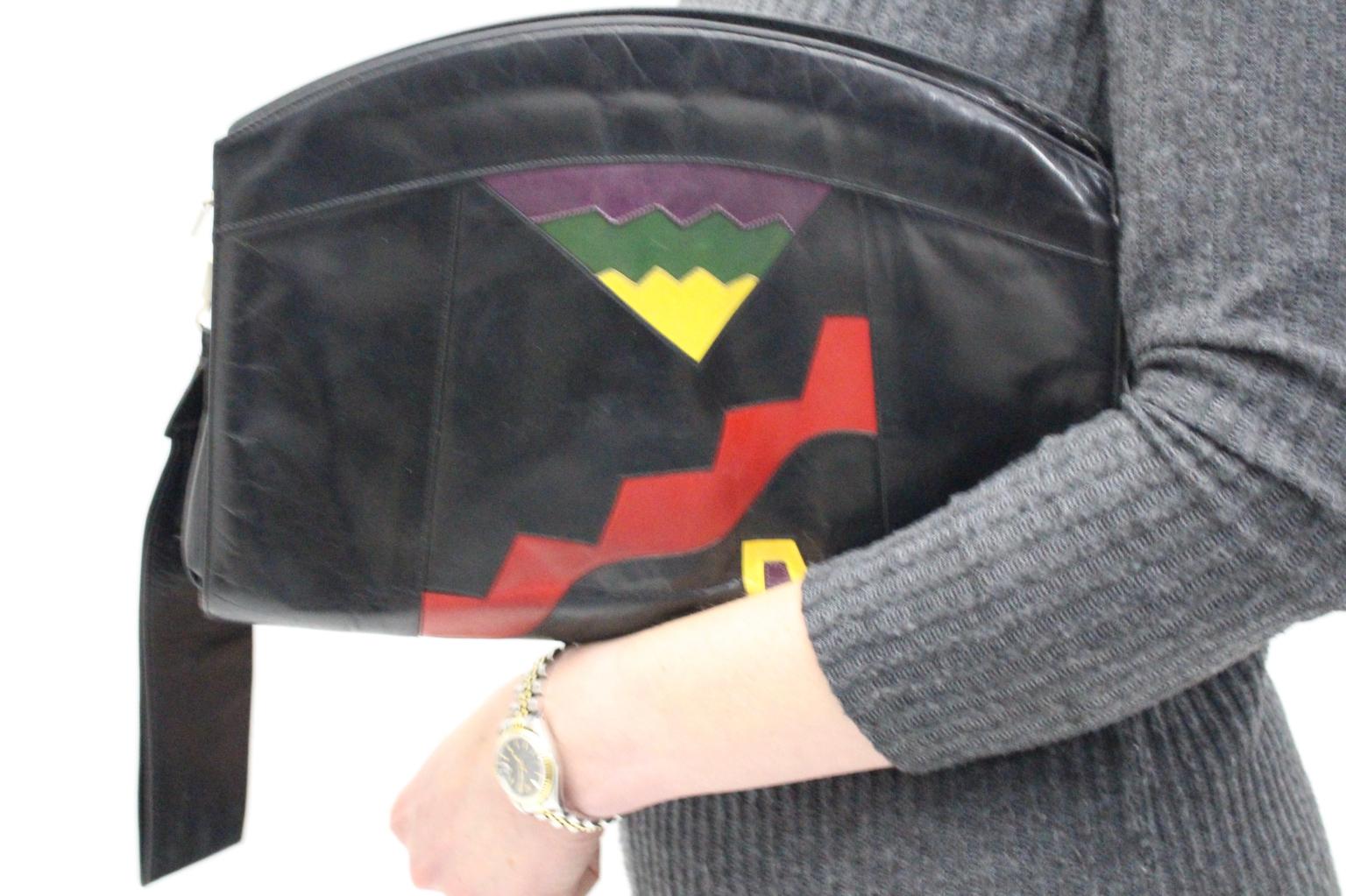 Bruno Magli Bologna Vintage Pop Art Handbag 1980s Italy 3