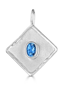 1.60 carat London Blue Topaz Fine silver square Earrings