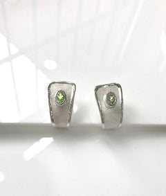 Yianni Creations 2.70 Carat Peridot Fine Silver Palladium Handmade Earrings