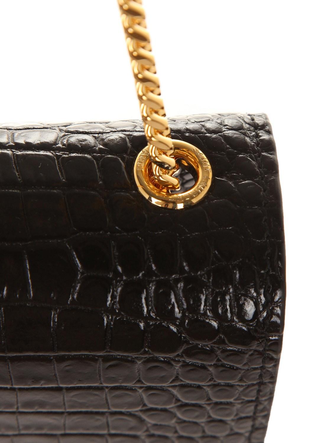kate small with tassel in embossed crocodile shiny leather