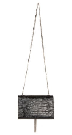 YSL Saint Laurent Small Croc-embossed bag Kate with tassel