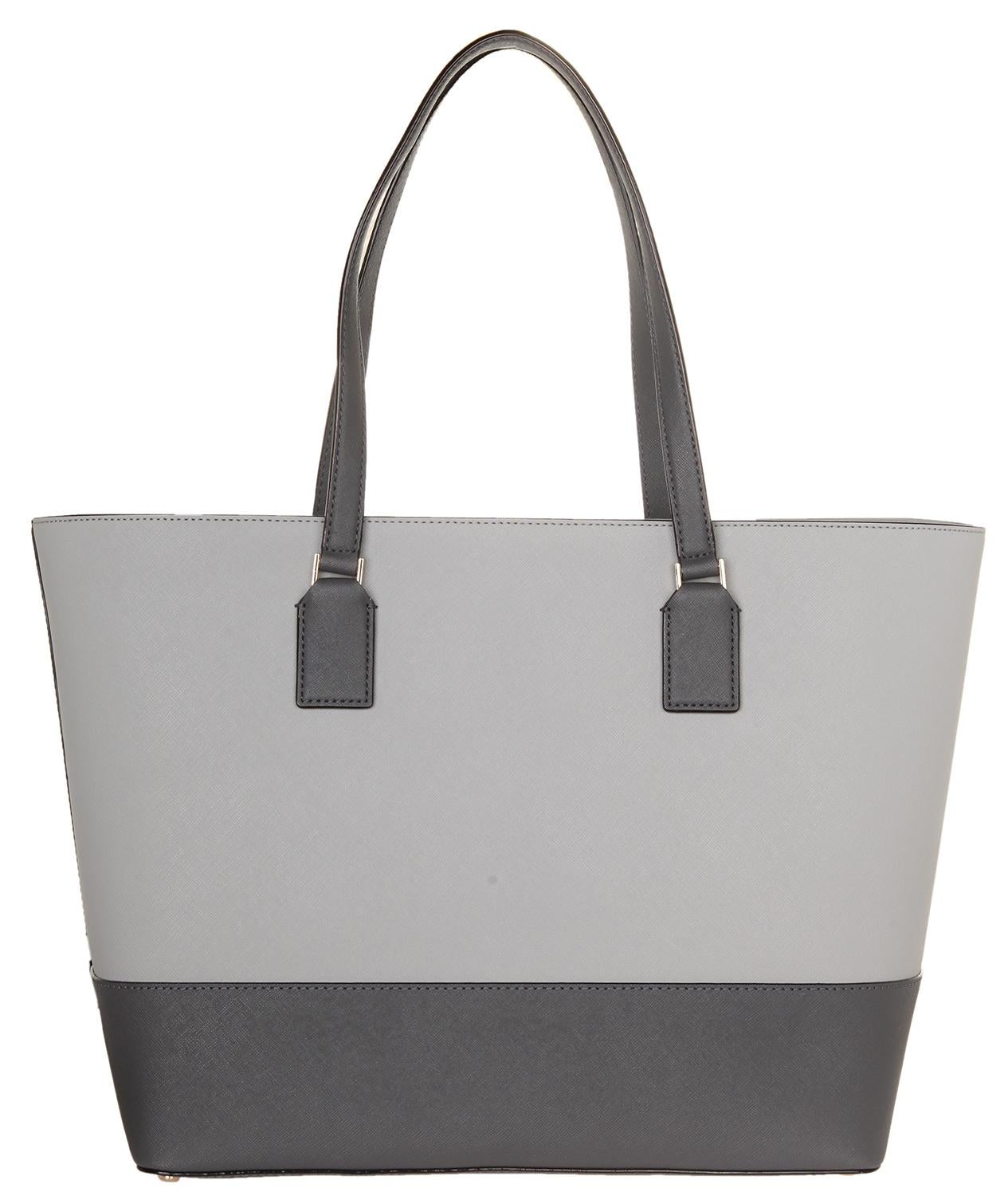 Item number PXRU8269-038 
Color steel grey
Exterior crosshatched leather
Lining 100% Polyester
Compartments: 1 main compartment, 1 zipper compartment, 2 slide compartments
Dimensions (width/height/depth) 34/30/16
Closure Zipper
Weight in grams