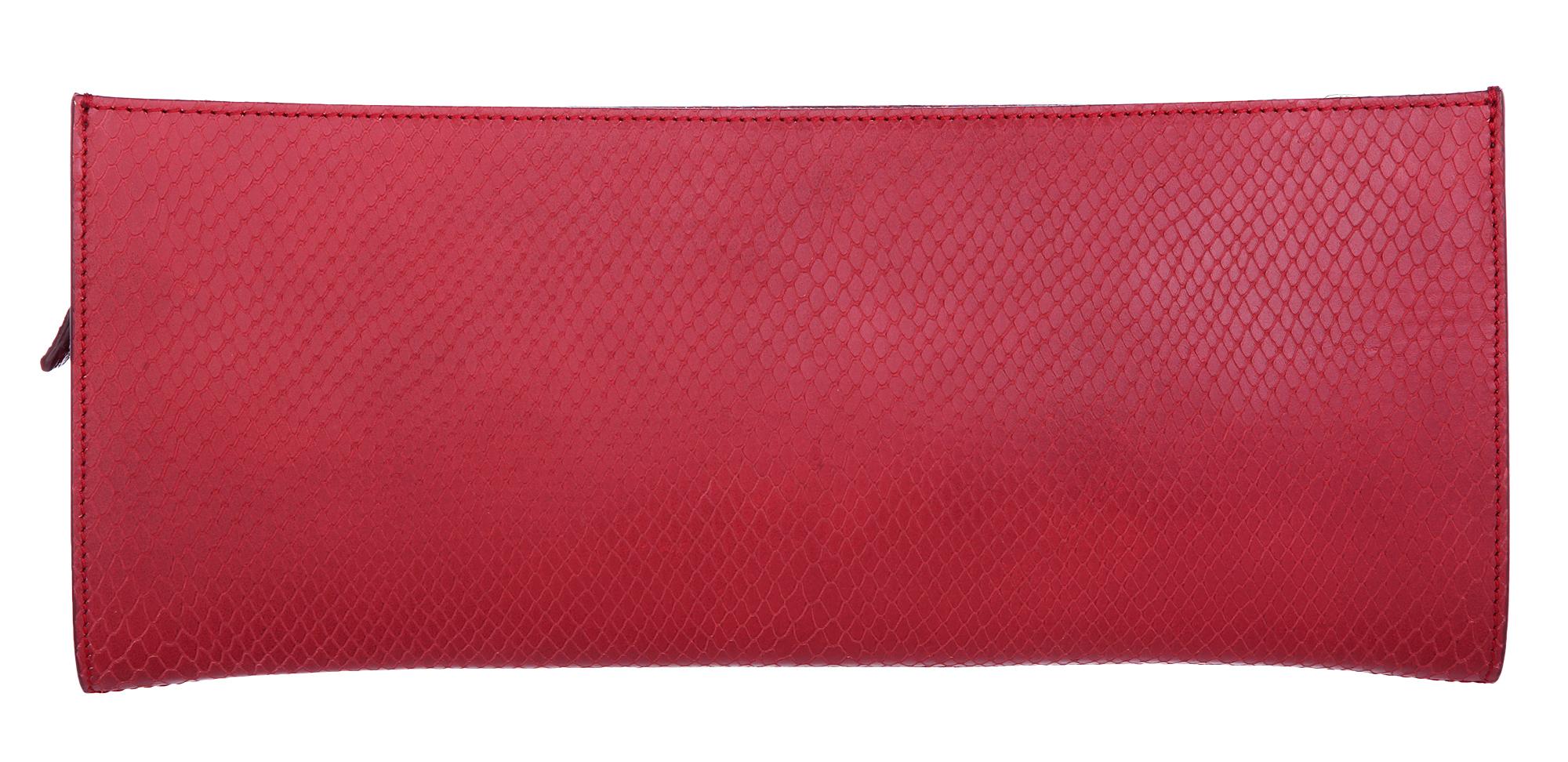 Red Escada Python embossed leather Clutch ESCA-06 For Sale