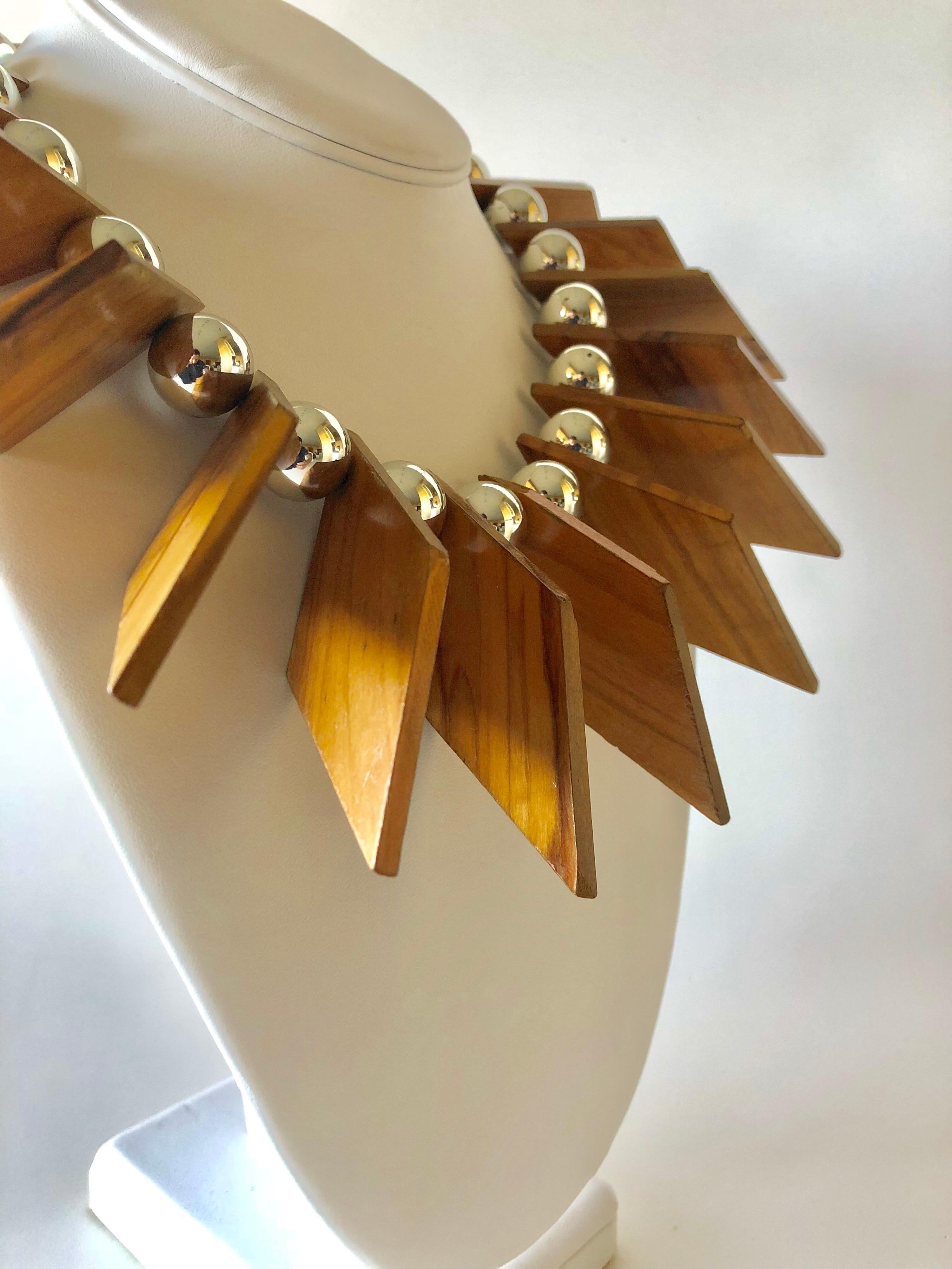 Women's Mix Material Architectural  Statement Necklace Circa 1980