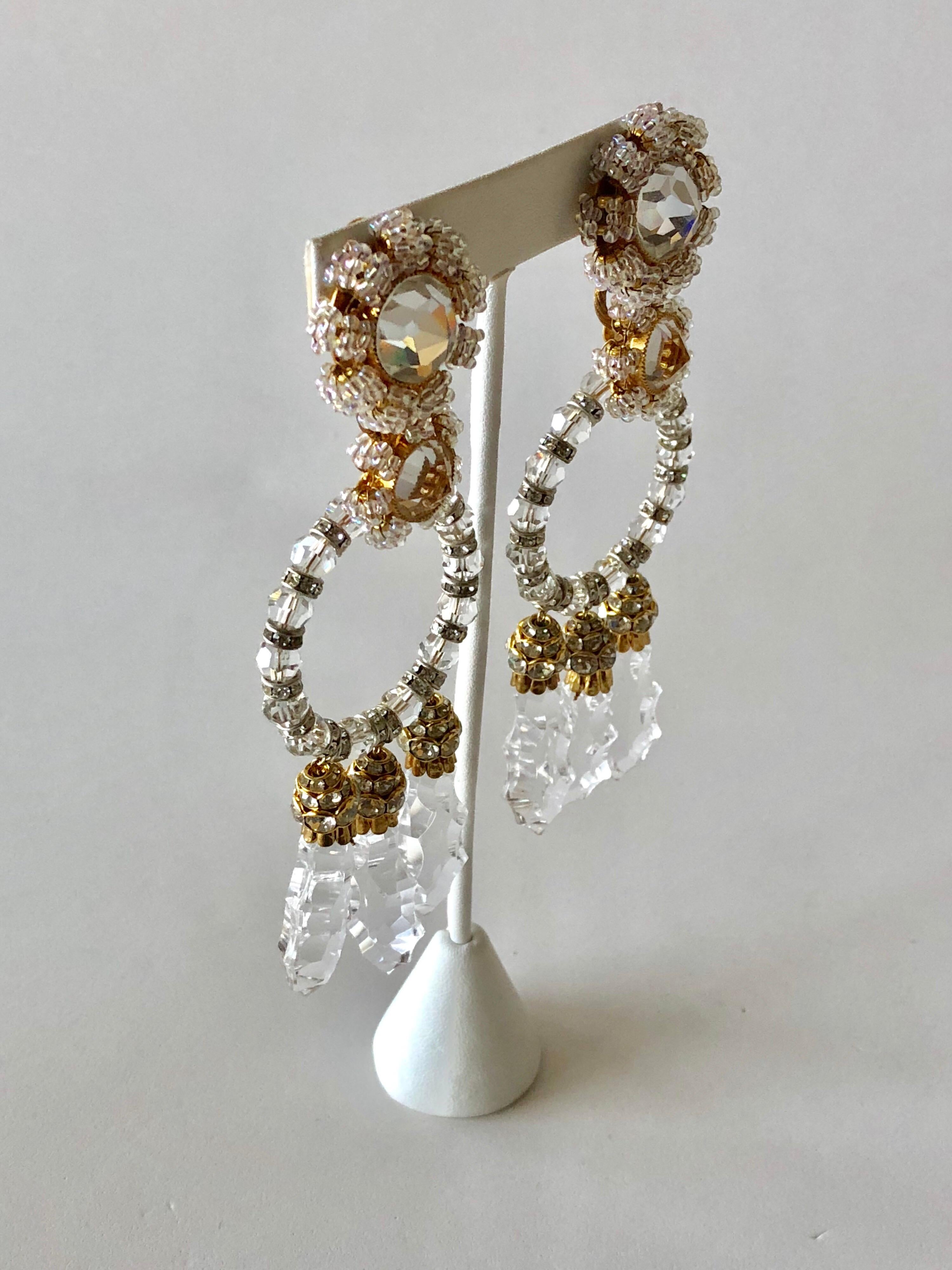 Women's  Vintage Designer Crystal Statement Earrings c.1960s