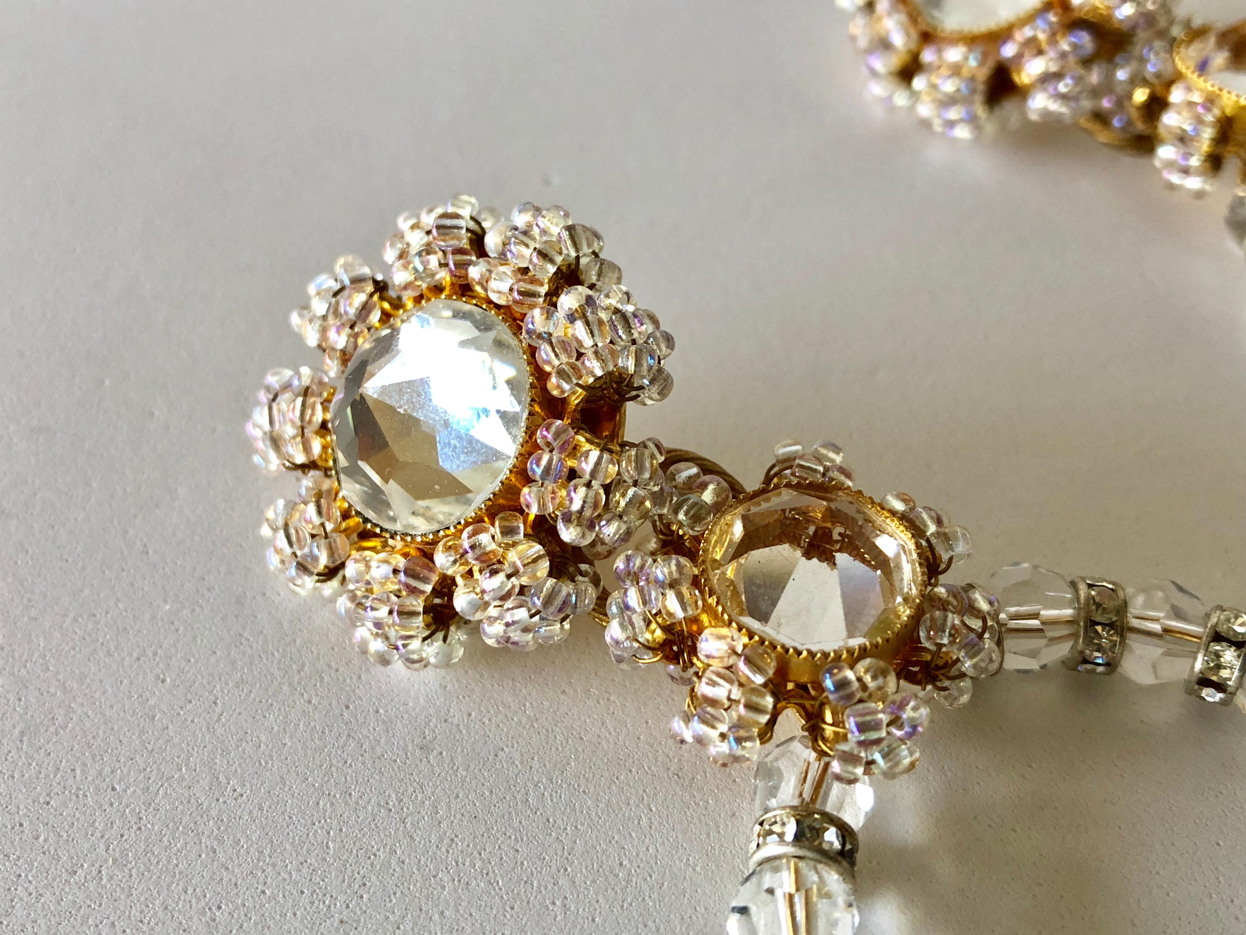  Vintage Designer Crystal Statement Earrings c.1960s 3