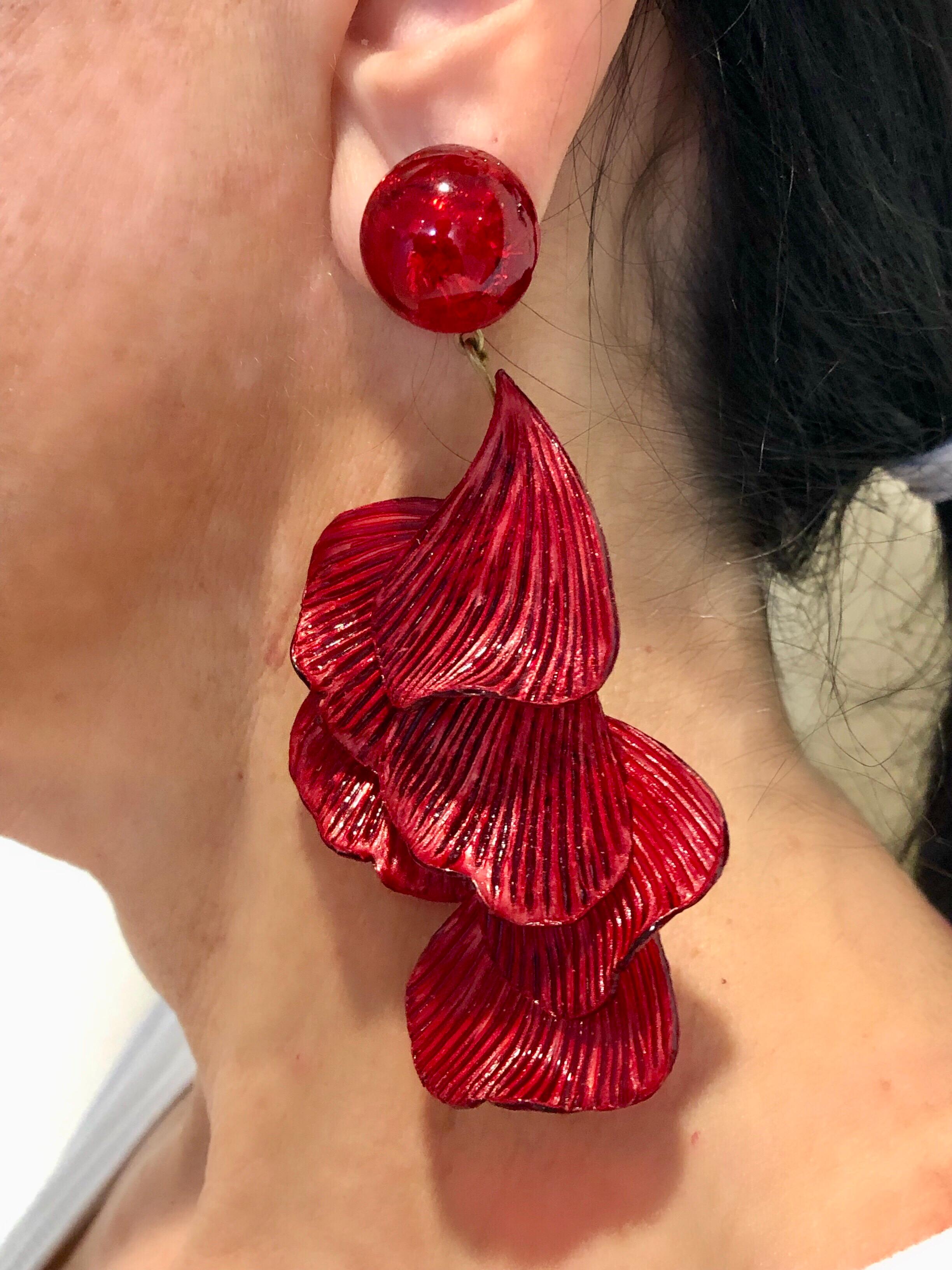 red statement earrings