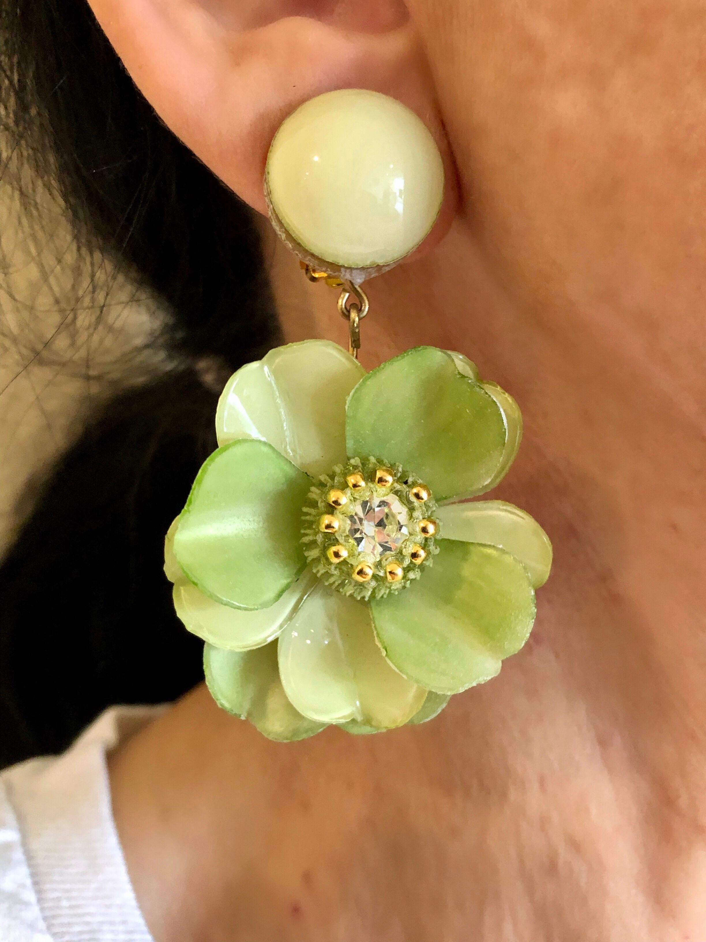 Oversized Flower Statement Earrings by Cilea Paris  In New Condition In Palm Springs, CA