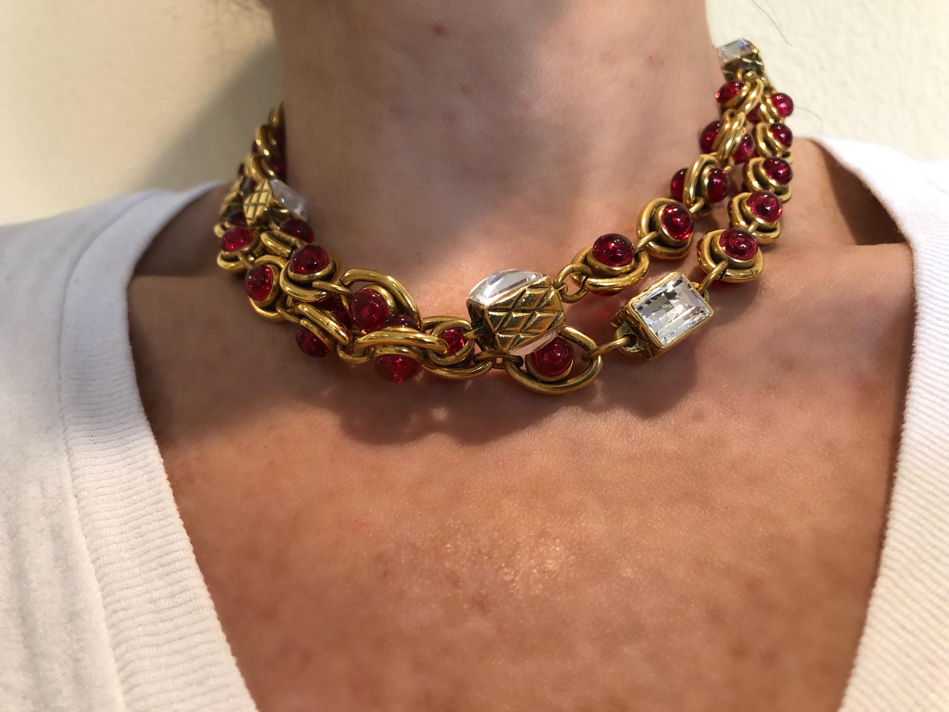 Chanel 1980’s Byzantine Diamanté Gripoix Statement Necklace  In Excellent Condition In Palm Springs, CA