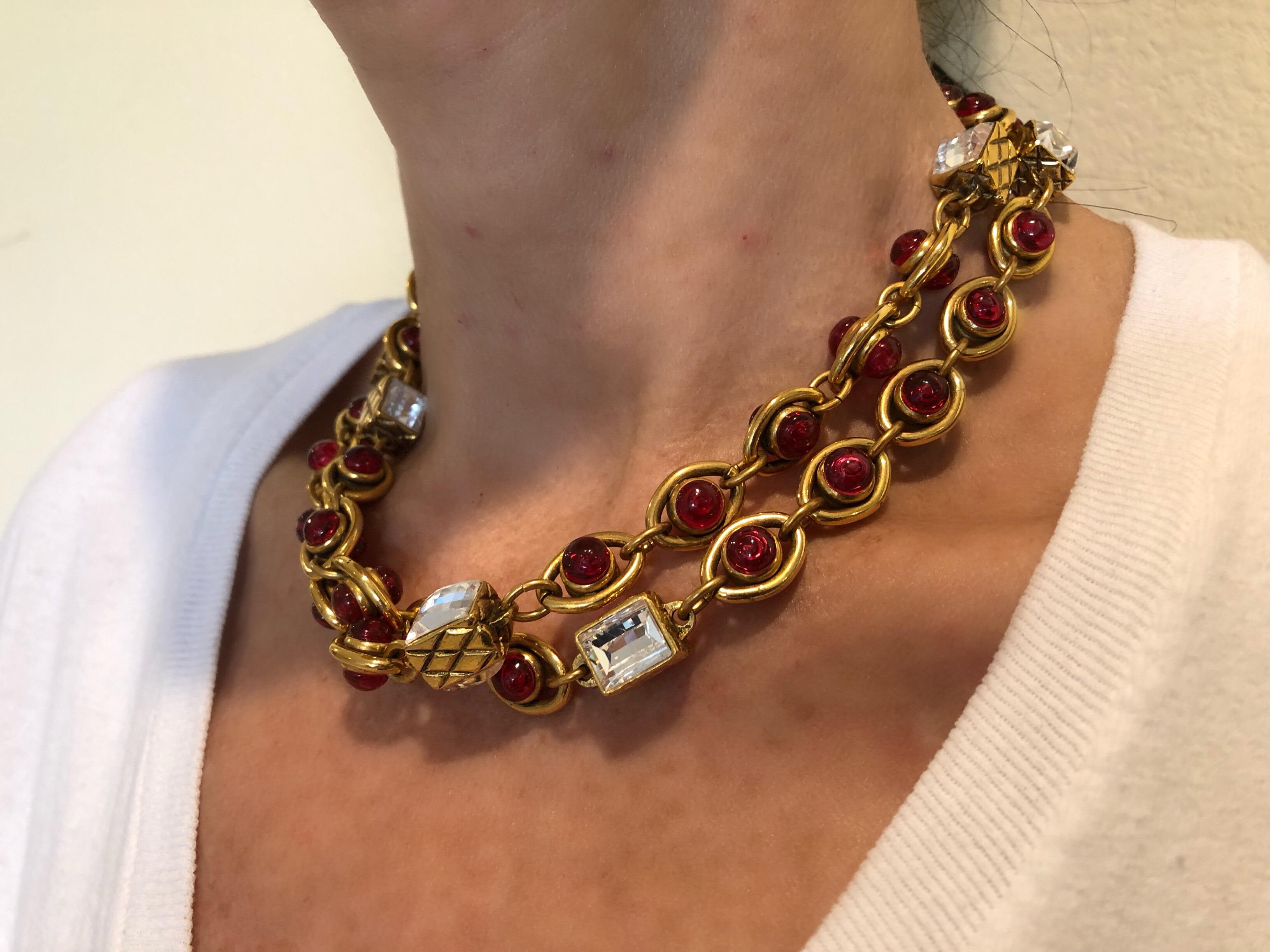 Women's Chanel 1980’s Byzantine Diamanté Gripoix Statement Necklace 