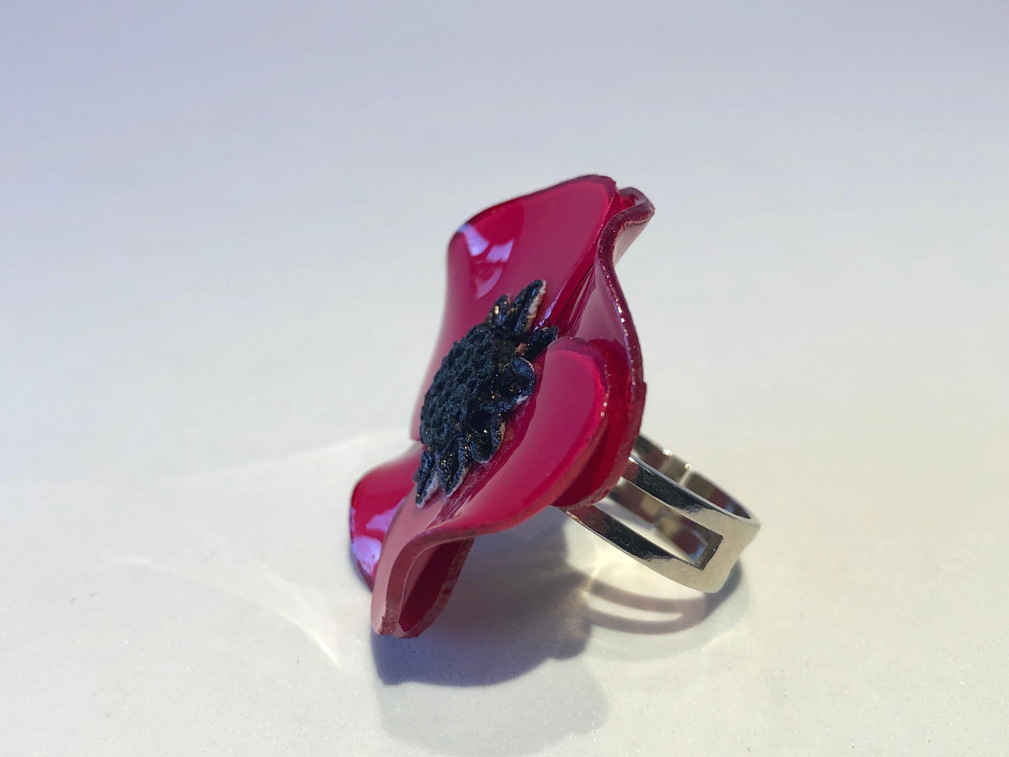 Women's Fuchsia Poppy Statement Ring 