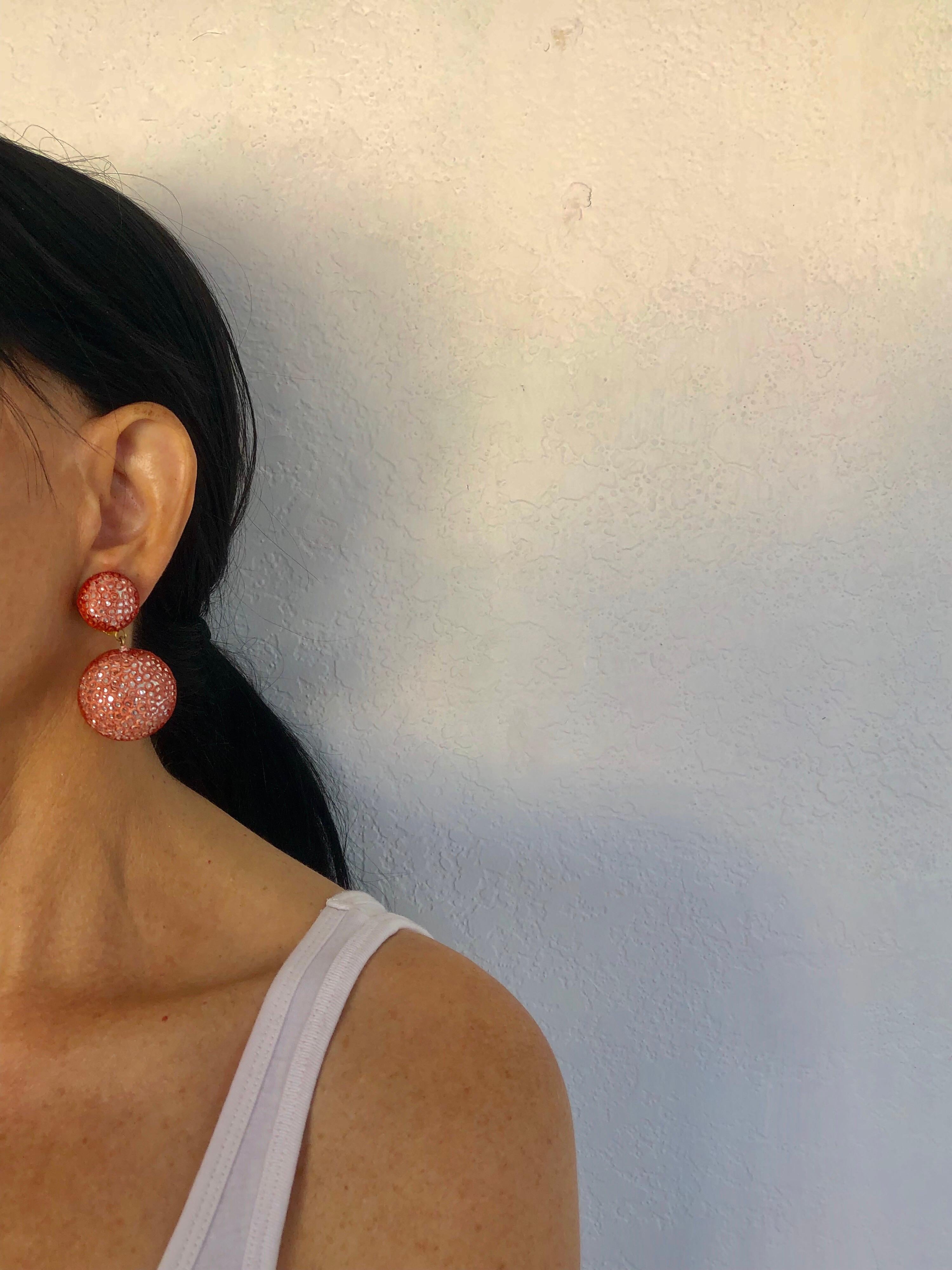 Contemporary Modern Metallic Pink Statement Earrings by Cilea Paris 