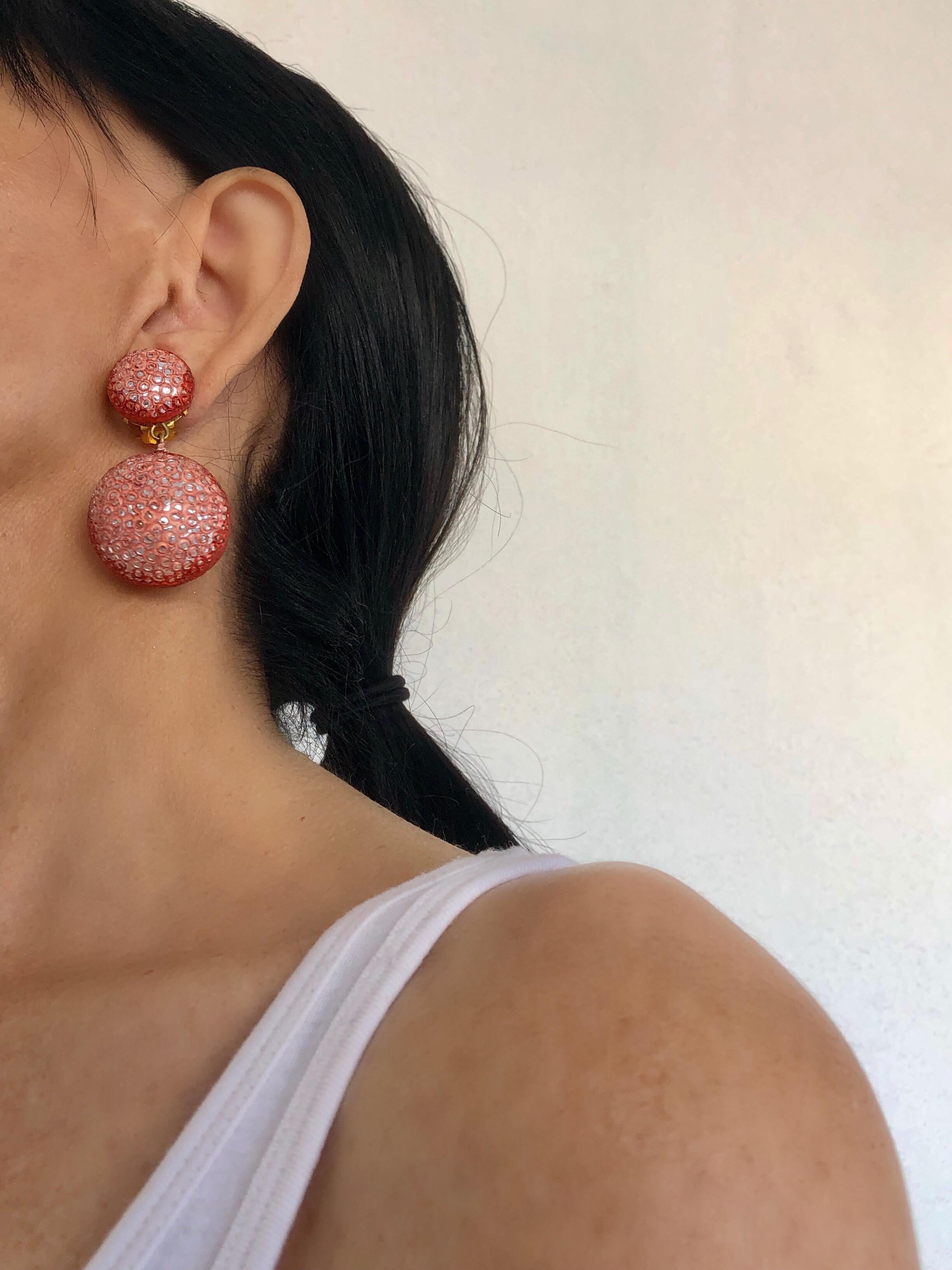 Modern Metallic Pink Statement Earrings by Cilea Paris  2