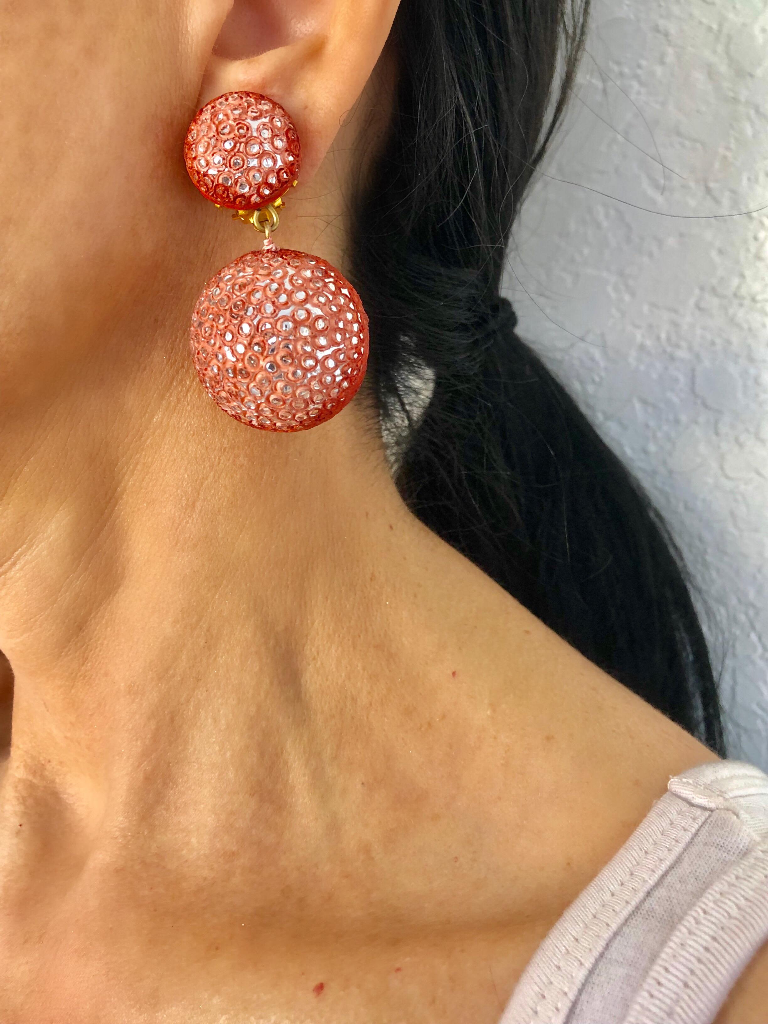 Modern Metallic Pink Statement Earrings by Cilea Paris  In New Condition In Palm Springs, CA