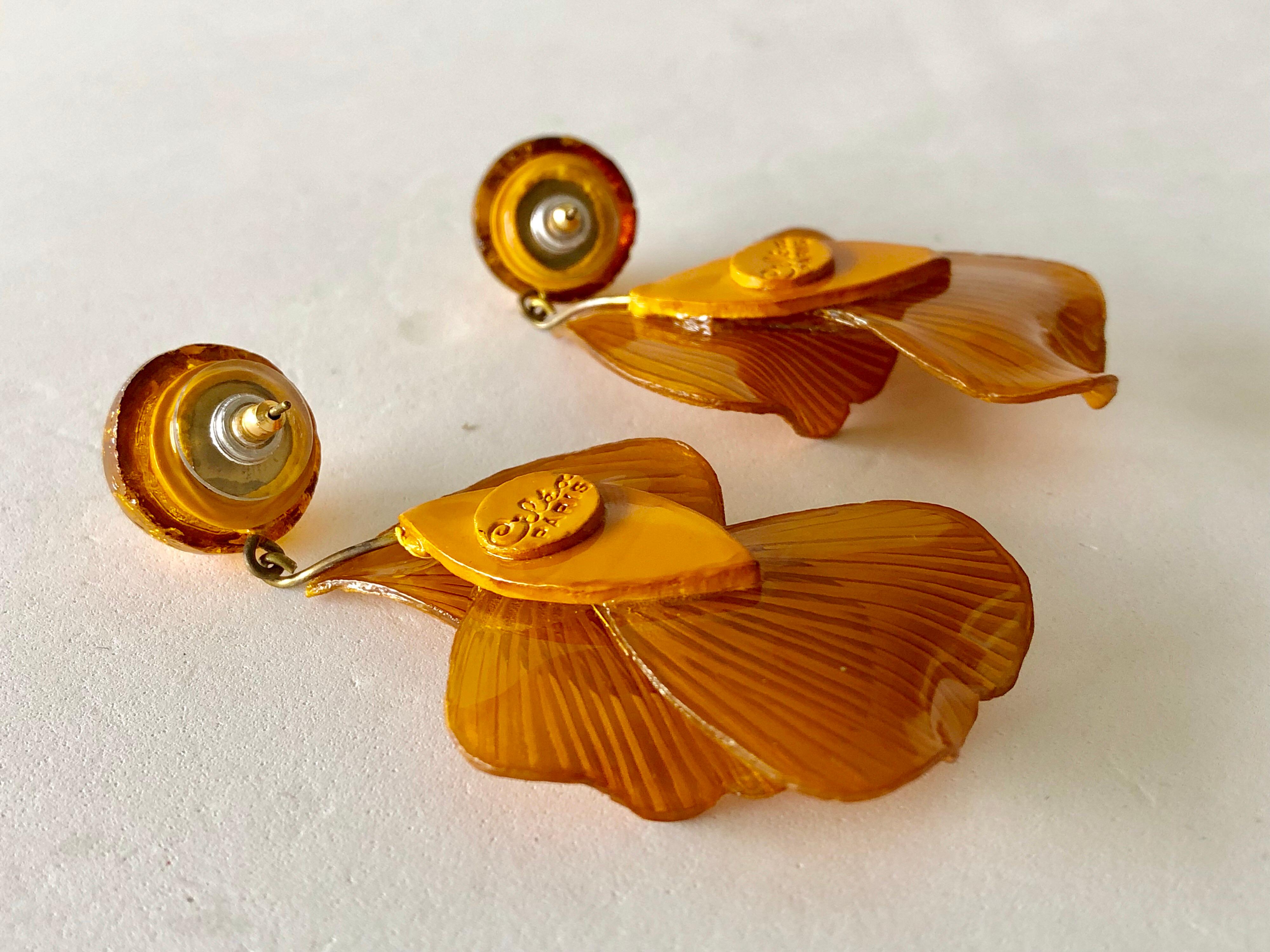 Orange Architectural Wave Statement Earrings  7
