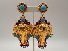 Pendientes colgantes únicos con forma de elefante y joyas, de estilo francés
