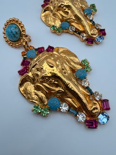 Pendientes colgantes únicos con forma de elefante y joyas, de estilo francés
