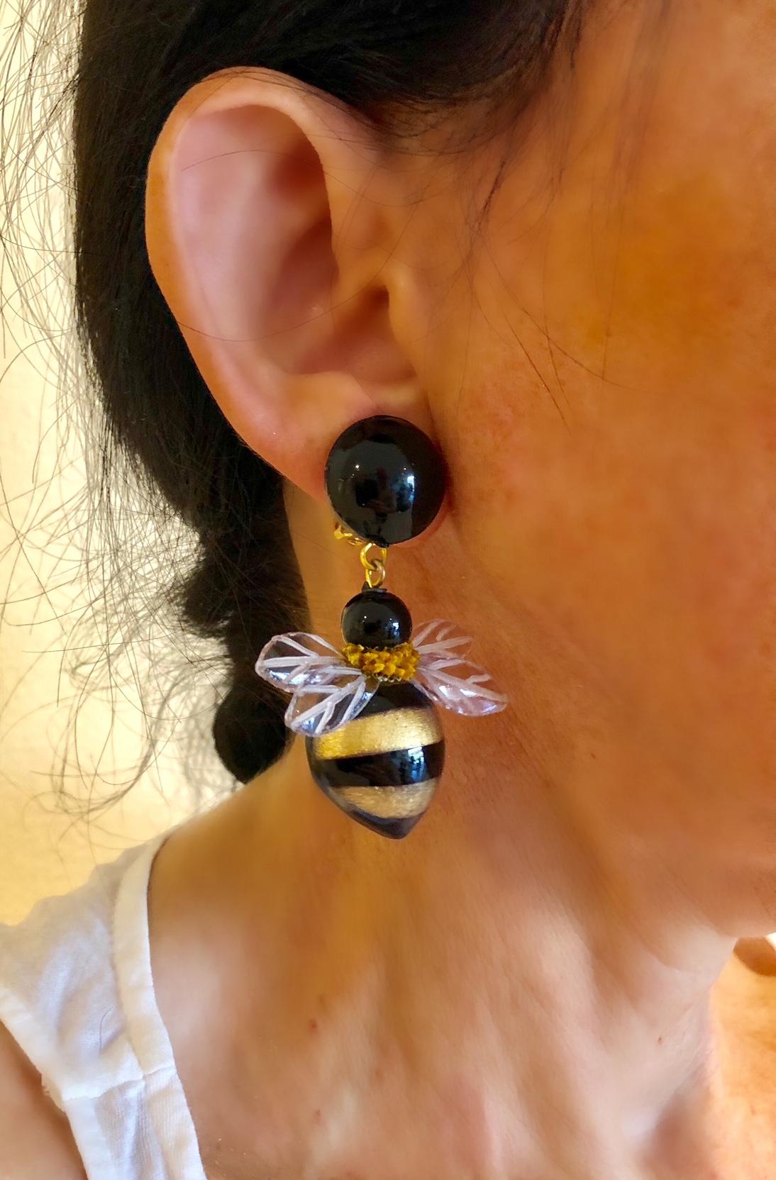 Contemporary Bold Bumblebee Drop Earrings by Cilea Paris 
