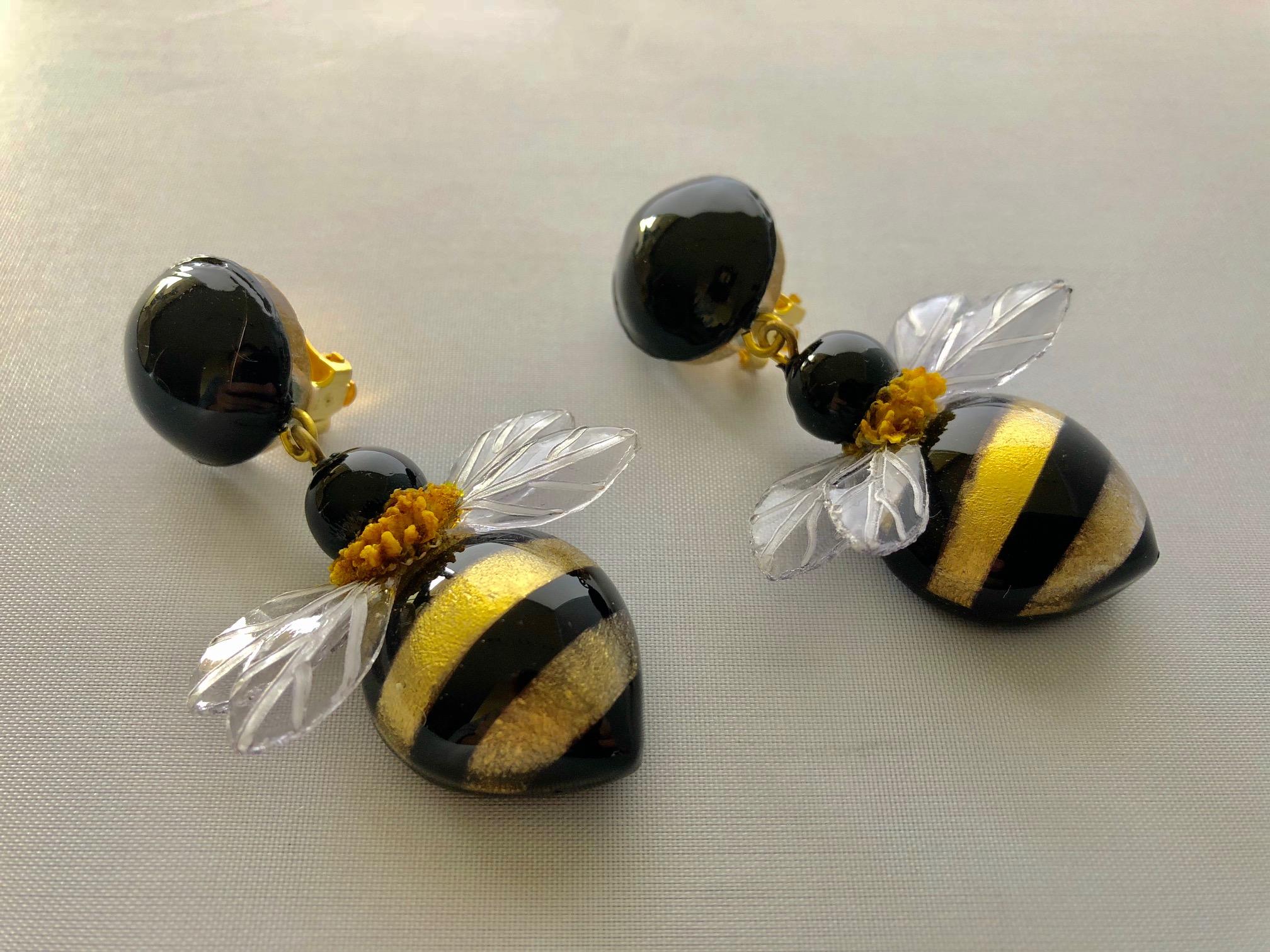 Women's Bold Bumblebee Drop Earrings by Cilea Paris 
