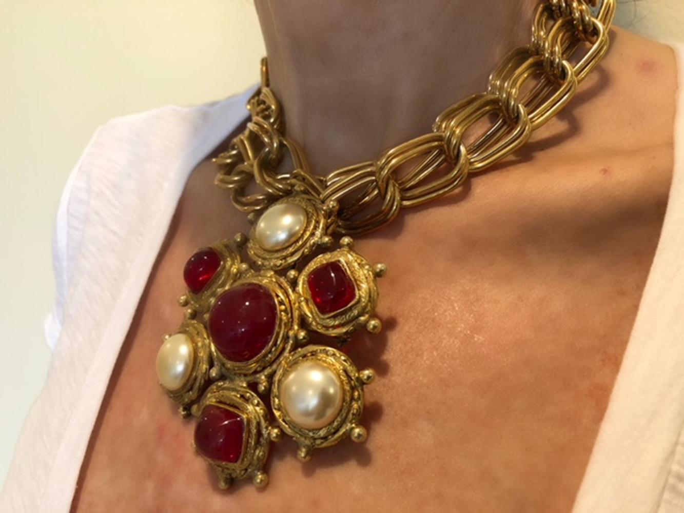 Chanel Vintage Byzantine Necklace / Brooch, 1980s In Excellent Condition In Palm Springs, CA