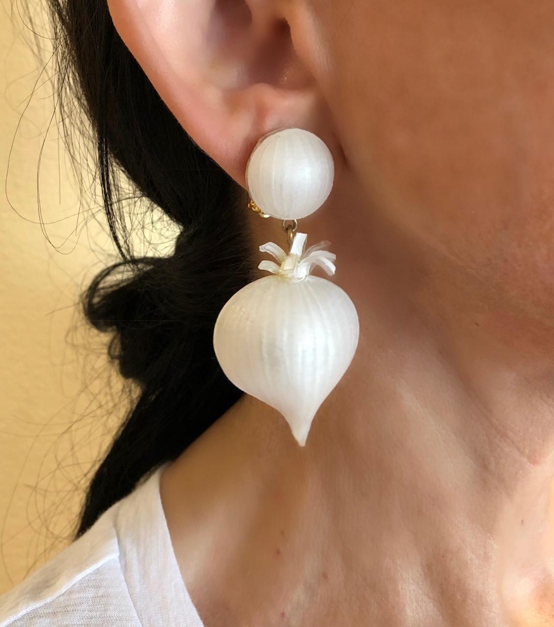 Contemporary Cilea Paris French enameline Garlic Earrings 