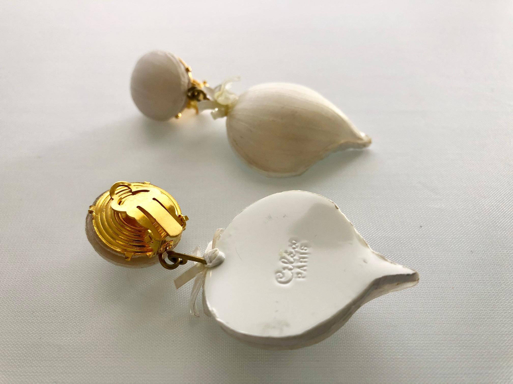 Cilea Paris French enameline Garlic Earrings  1