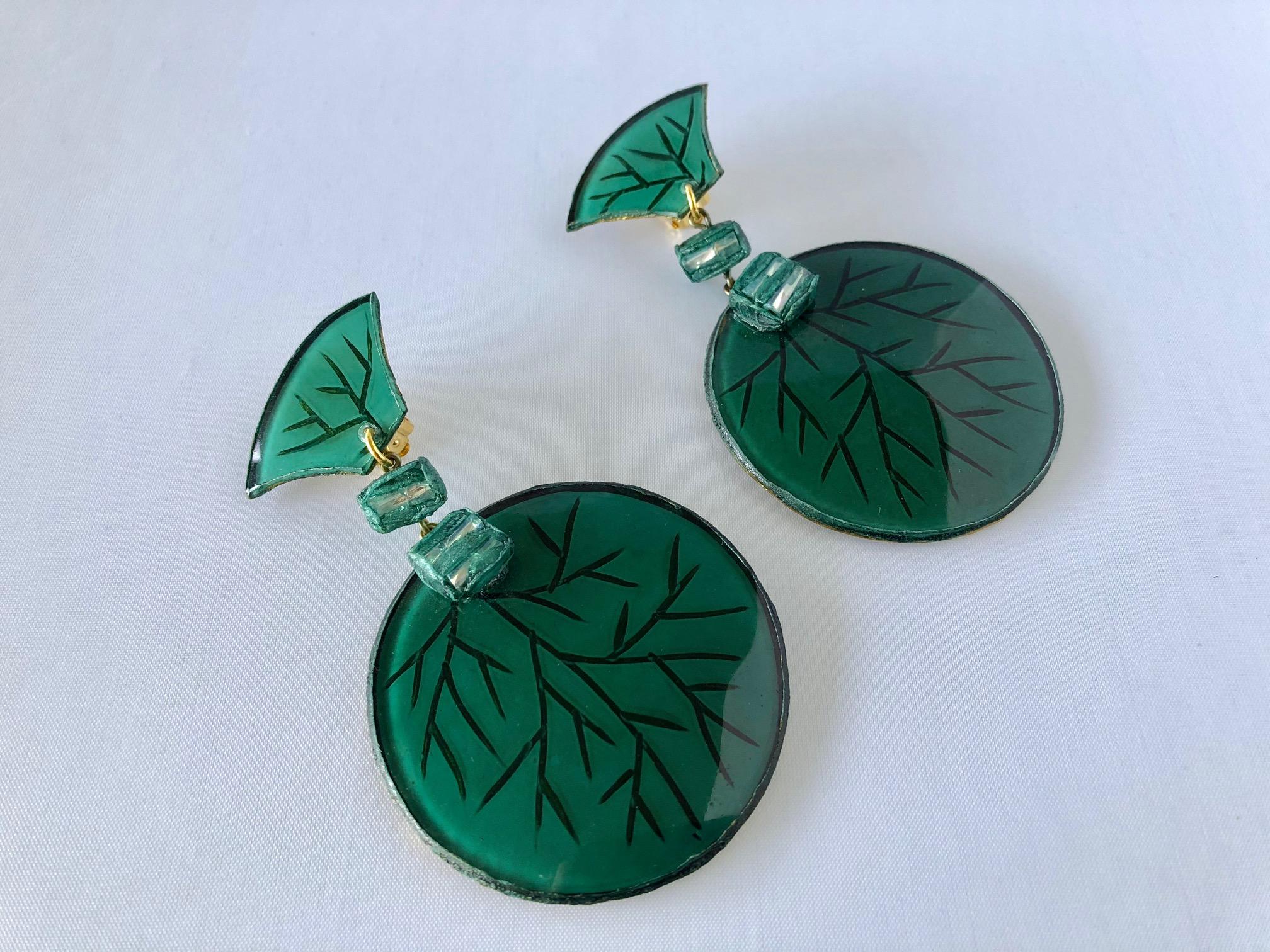 statement green earrings