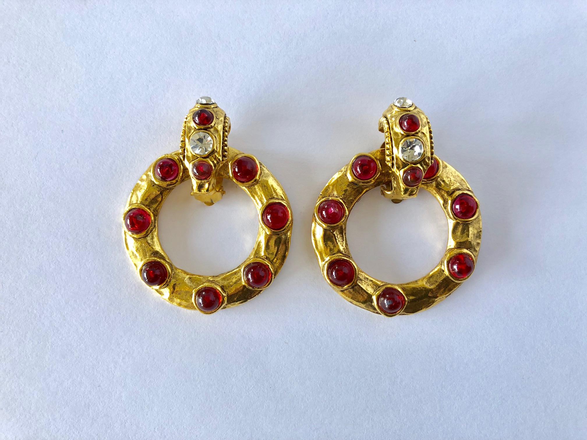 Vintage Large Chanel Hoop Statement Earrings by the late Karl Lagerfeld In Excellent Condition In Palm Springs, CA