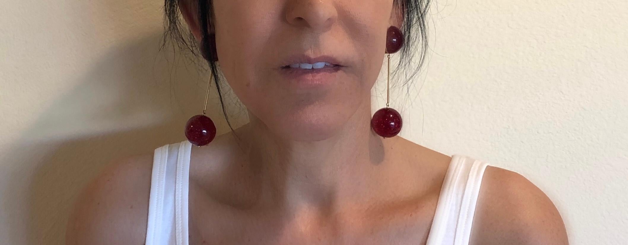 Vintage French Red Stardust Mod Ball Statement Earrings  In Excellent Condition In Palm Springs, CA