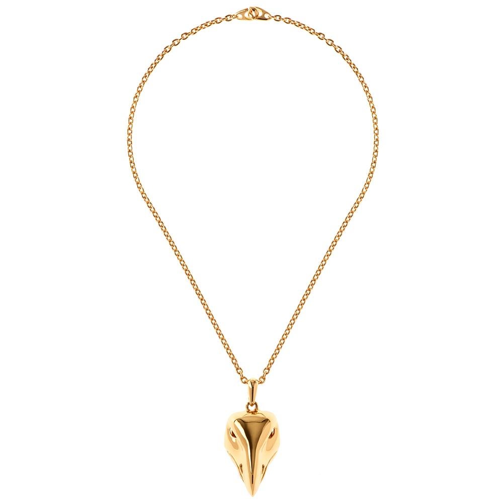 The Dionysus Falcon Pendant has a hidden secret to be revealed to whom you wish, lift the hinged mask to reveal the masquerade. Hand carved by a master craftsman close attention has been paid to the finest detail.

This Pendant comes in PVD Gold and
