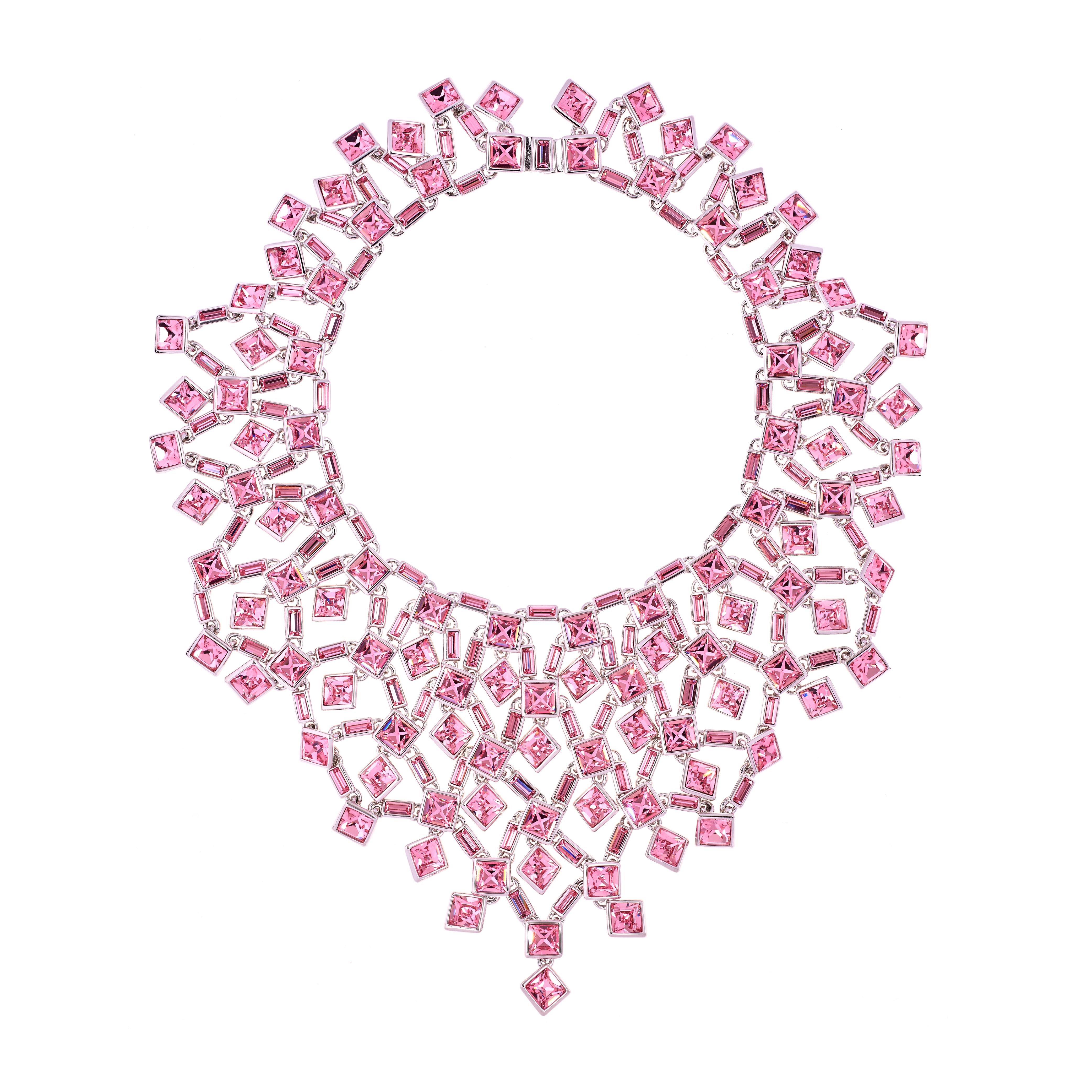 Simon Harrison Claudette Large Pink Crystal Necklace For Sale