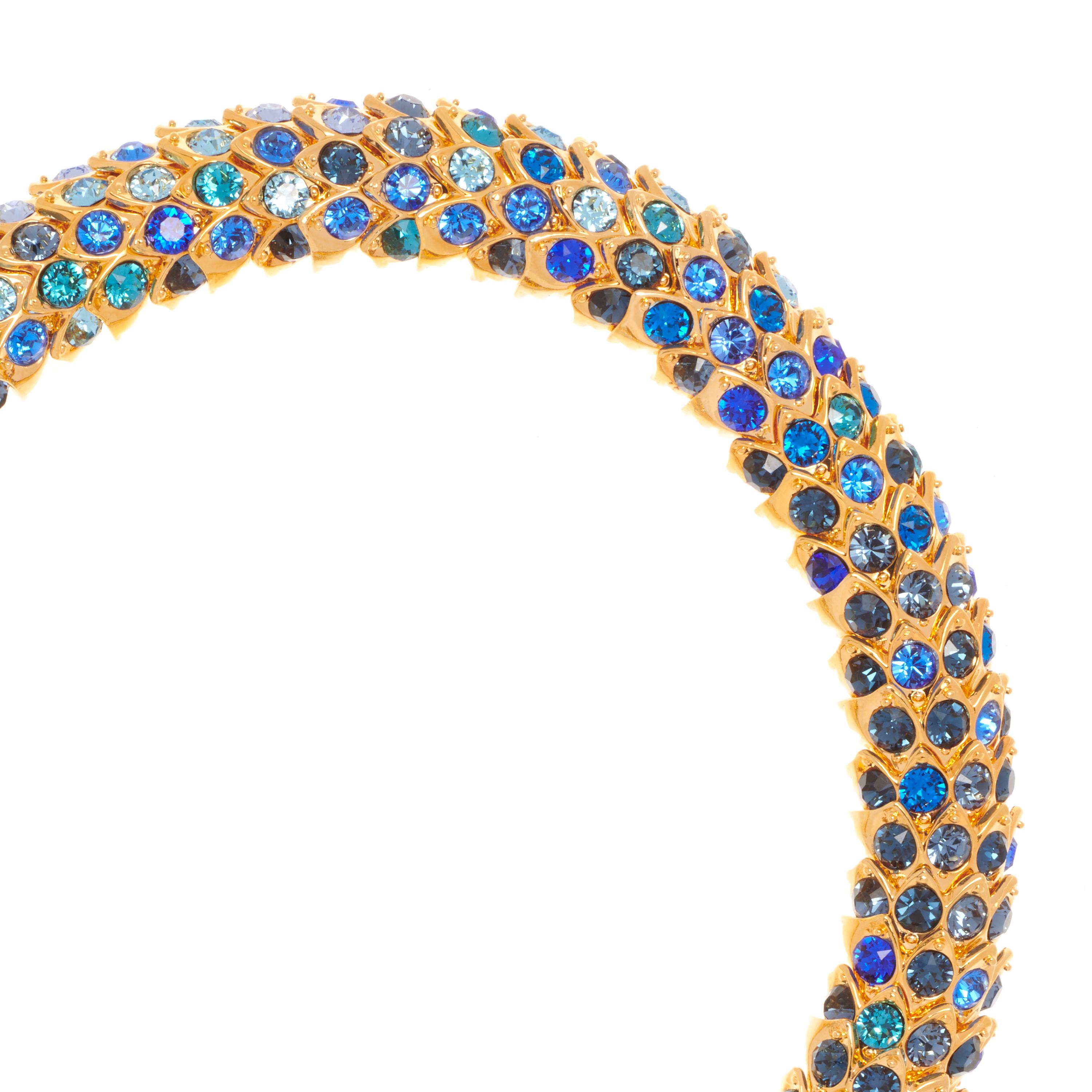 Women's Simon Harrison Limited Edition Gold Blue Ombre Crystal Snake Necklace
