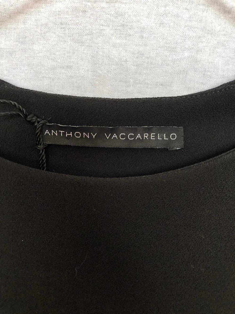 Anthony Vaccarello Black Long Sleeves Crepe Blouse In Excellent Condition For Sale In Thousand Oaks, CA
