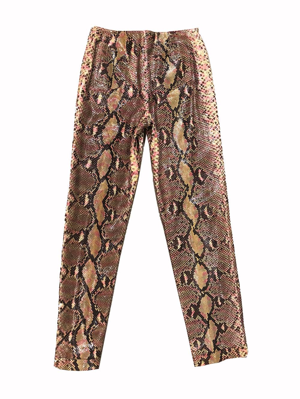 Multicolor Chanel Python Snakeskin pants. Black waist zippers on the front side. These are show-stoppers! 
Size 40. In pristine condition. 
Spring/summer 2000 collection 