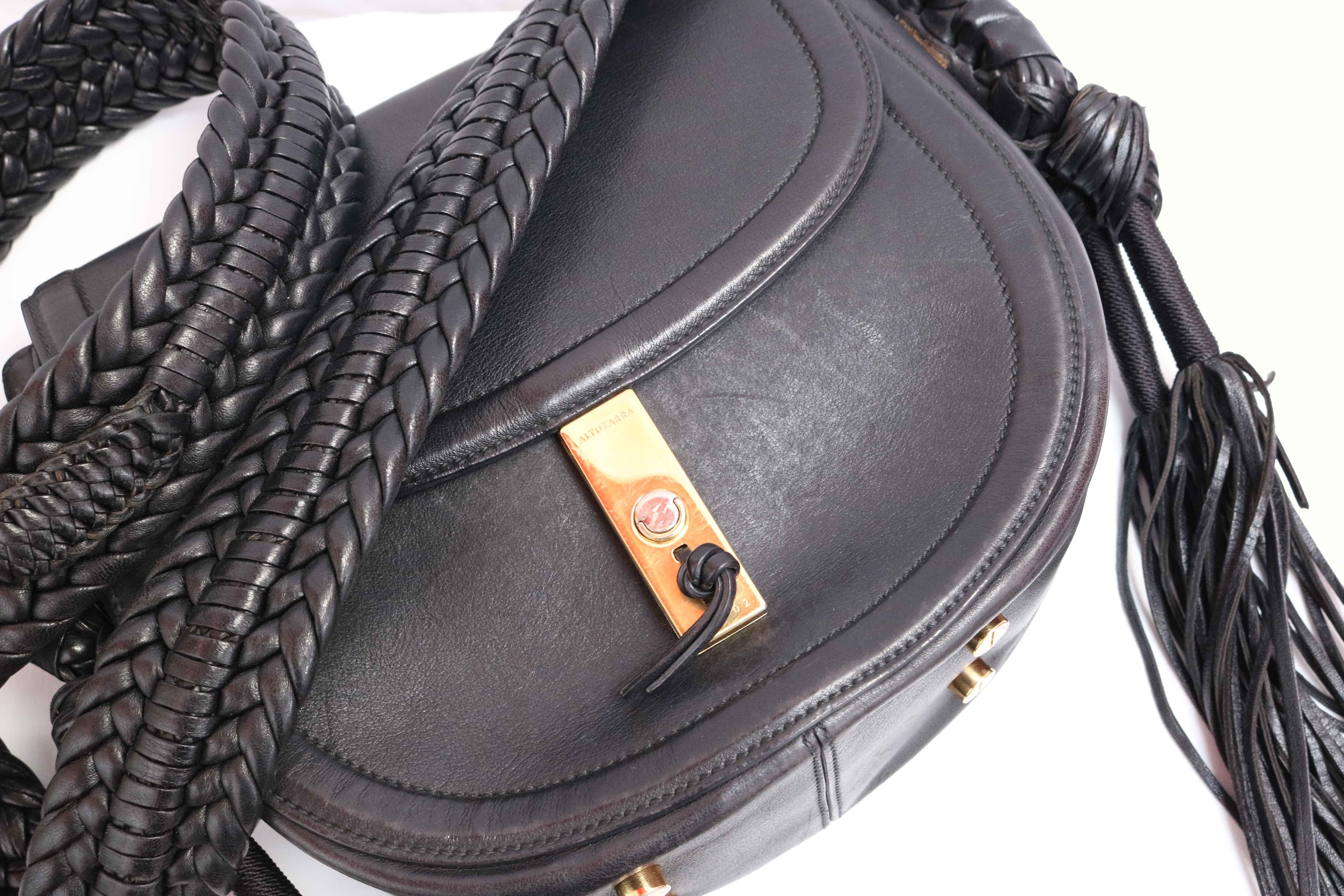 Gray ALTUZARRA Ghianda Bullrope Saddle leather shoulder bag