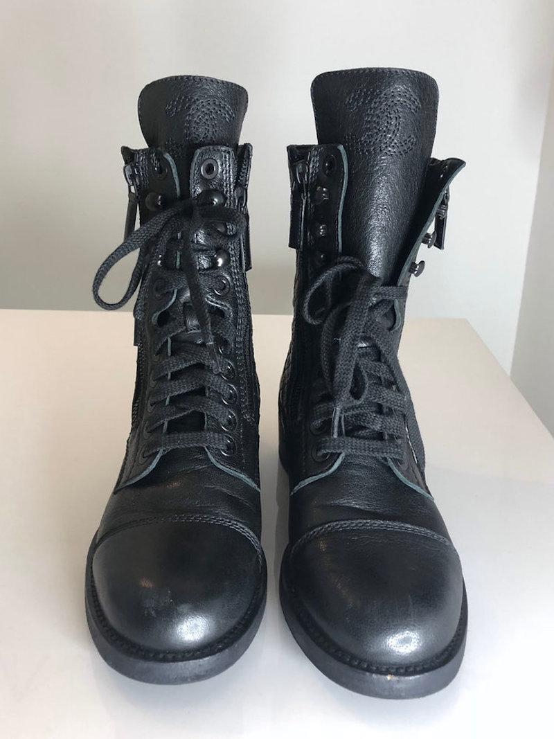 chanel combat boots quilted
