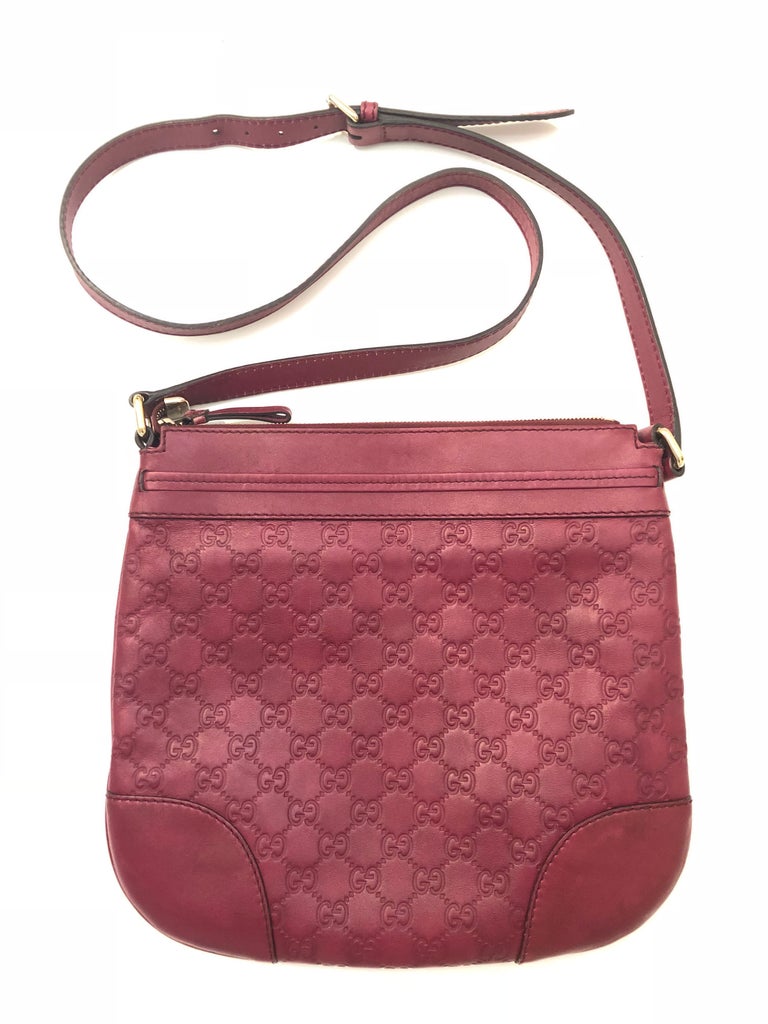 Gucci Guccissima Vintage Monogram Red Leather Crossbody Bag For Sale at 1stdibs