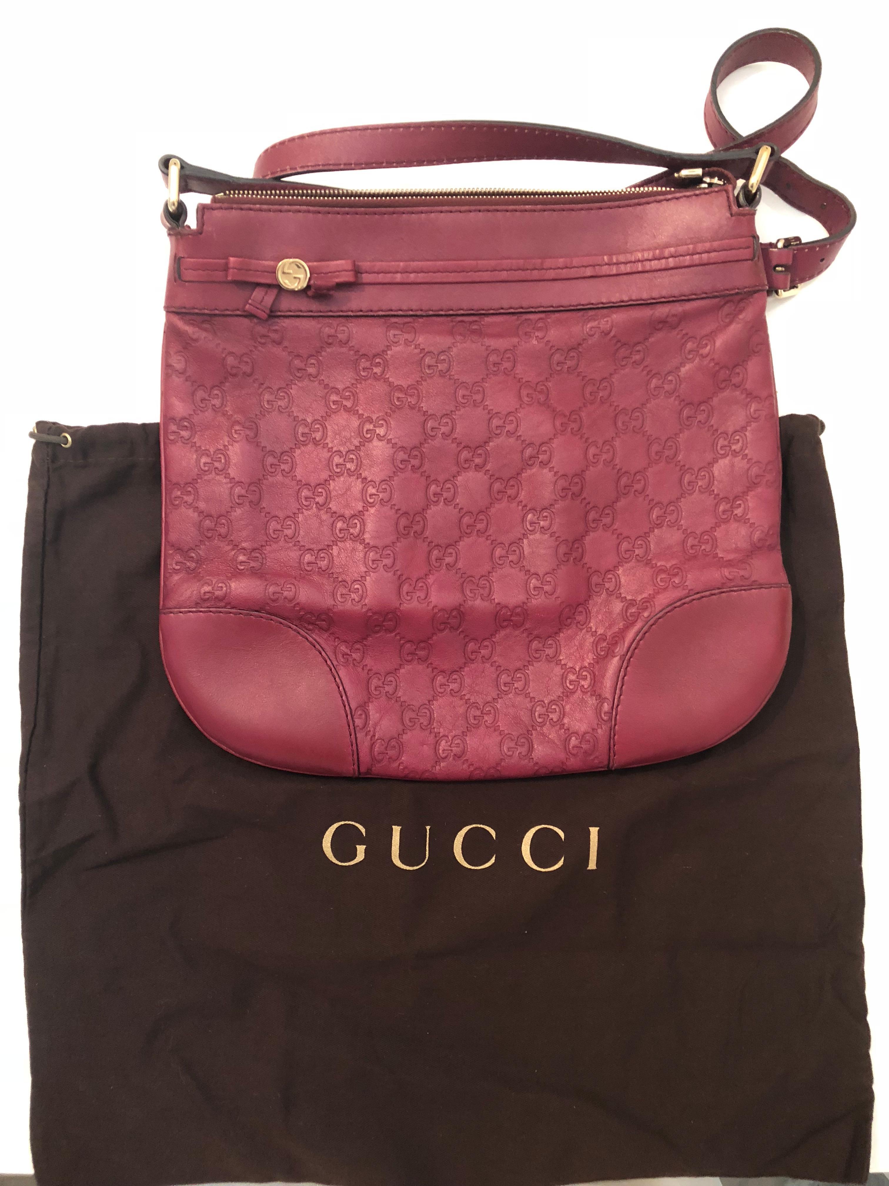 Gucci Guccissima Vintage Monogram Red Leather Crossbody Bag 2