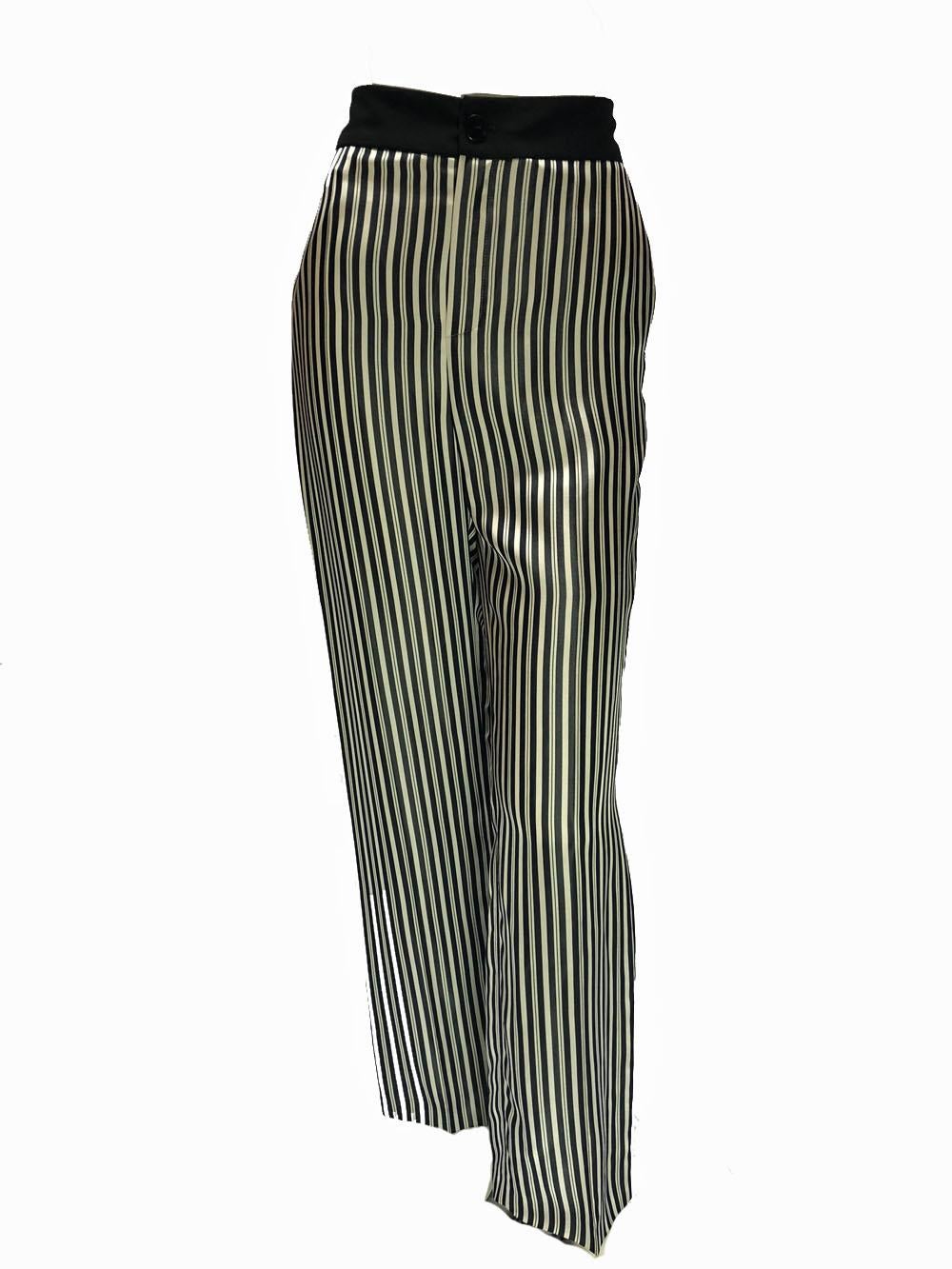 Lanvin Silk Pin-Striped Ensemble with Chain and Flower Bro For Sale at ...