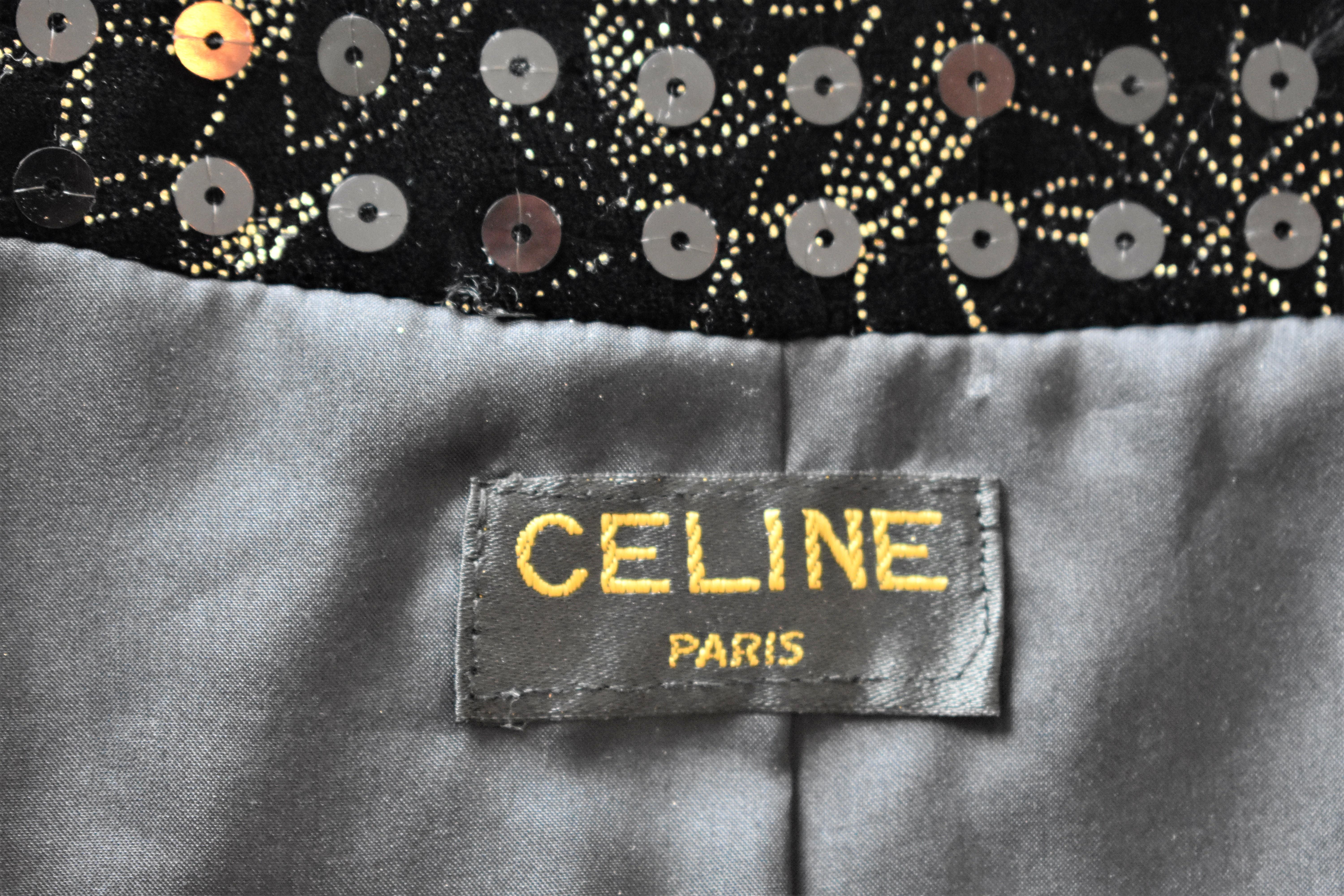 FINAL SALE Vintage Celine Paris Velvet Embroidered and Sequin Evening Jacket For Sale 4