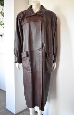 Chocolate Brown Leather Coat by Carven Paris