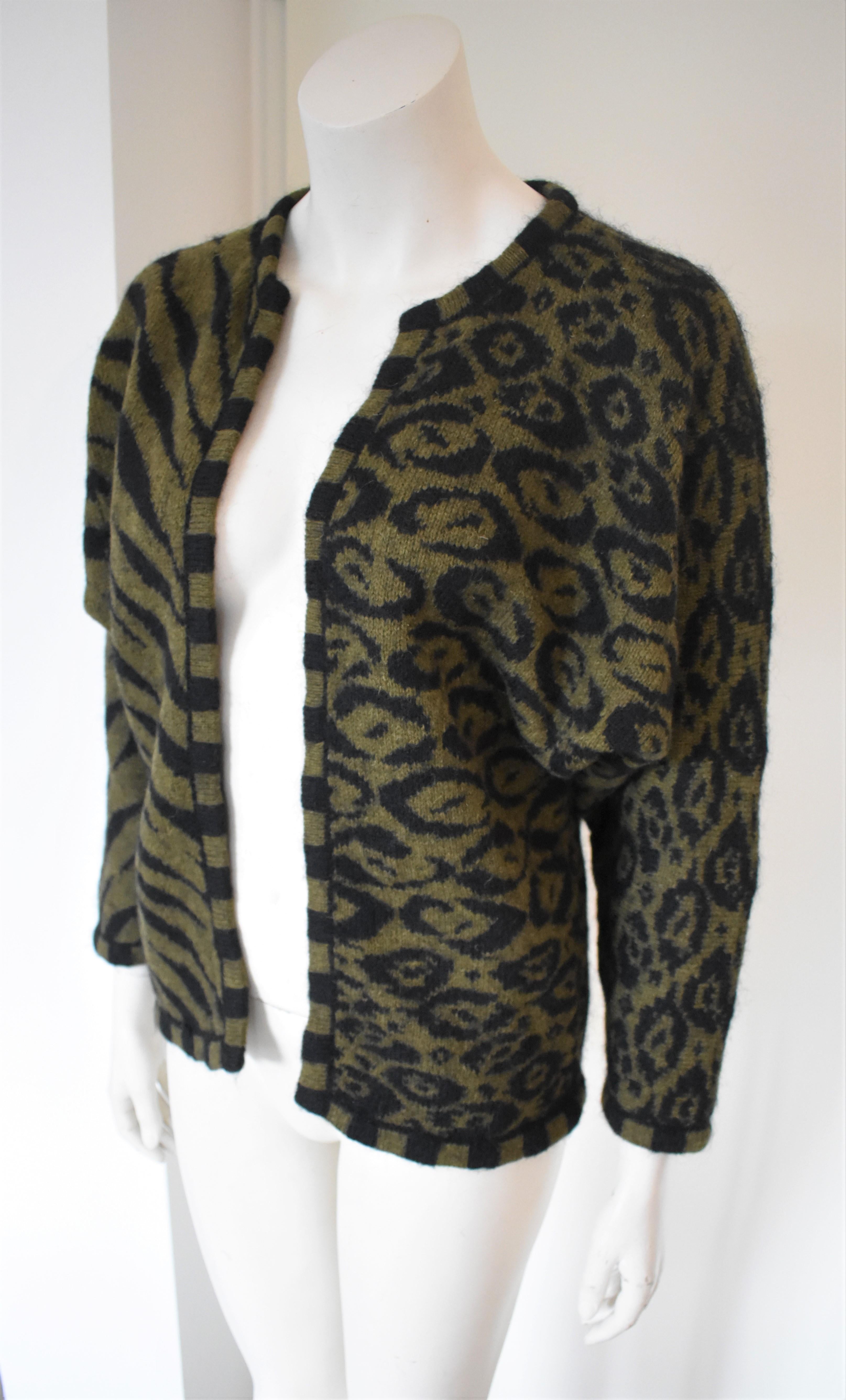 Black Vintage Kansai Yamamoto Asymmetrical Wool Cardigan, Japan 1980s