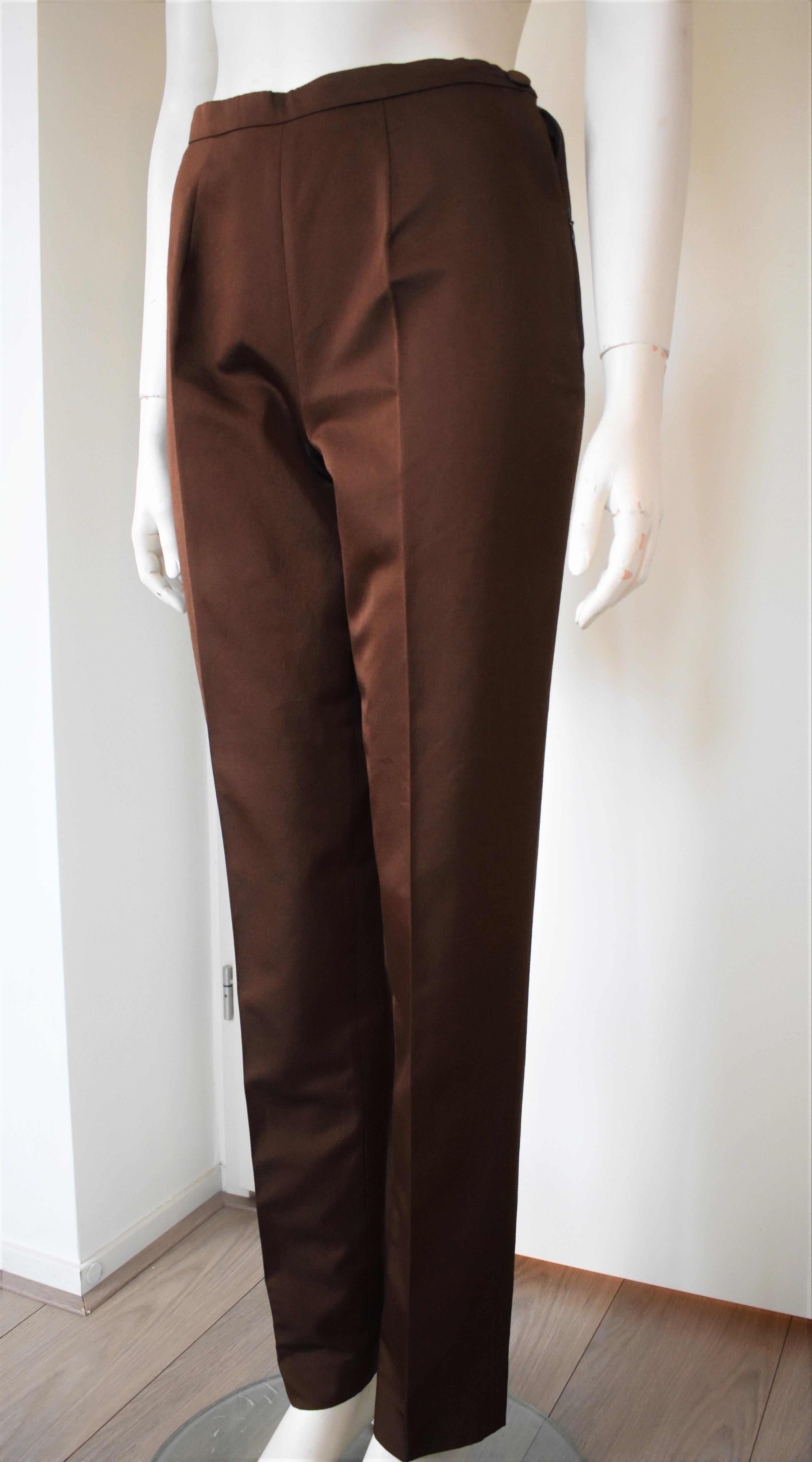 Brown Alberta Ferretti Silk / Wool Blend Pants Like New For Sale