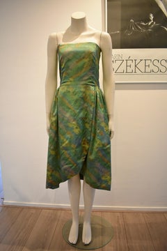 Vintage Taffeta Silk Strapless Dress, Circa 1960s