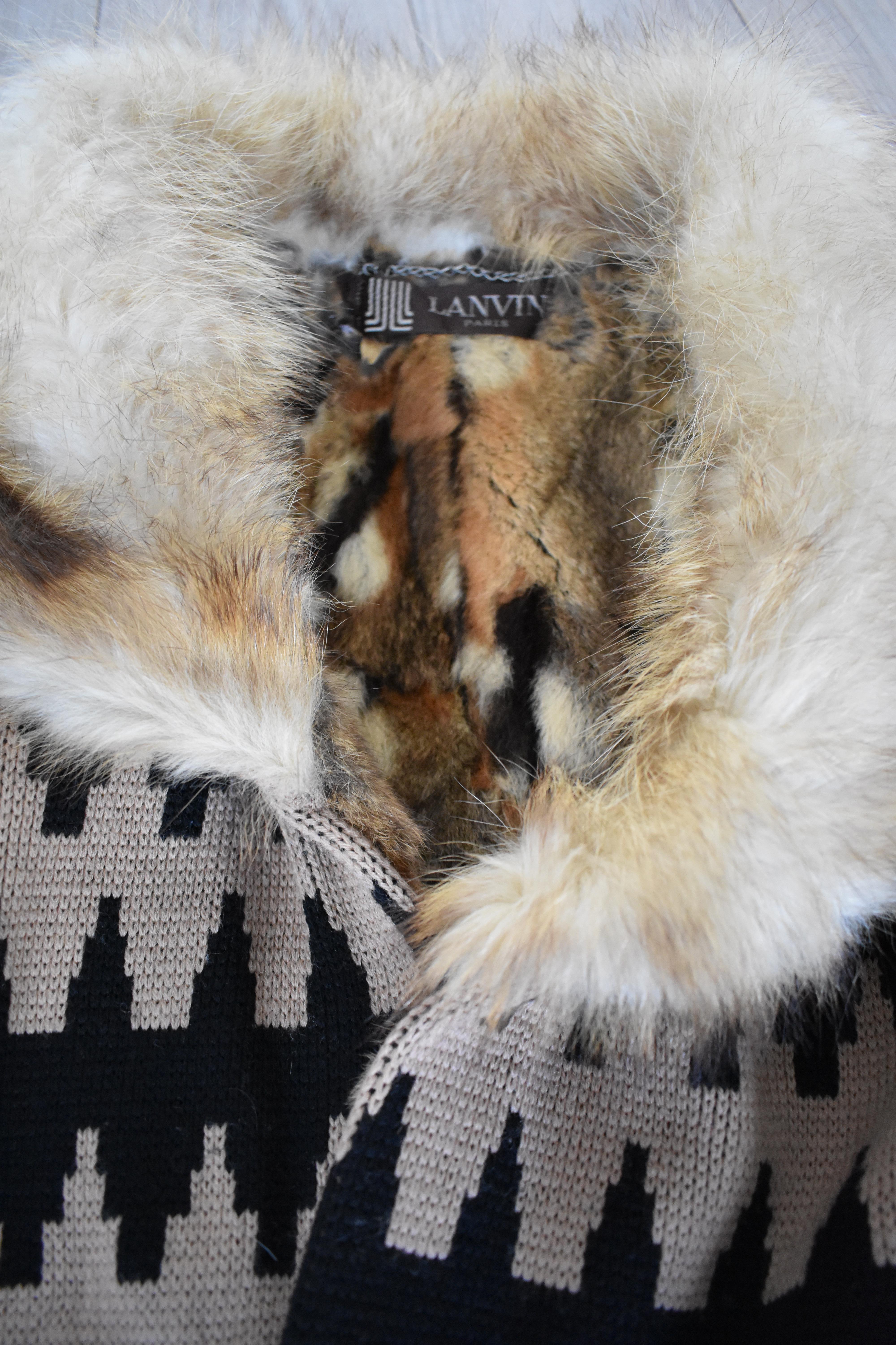 FINAL SALE Lanvin Fur and Knitted Coat with Fox Sleeves and Collar, Mink Lining For Sale 5