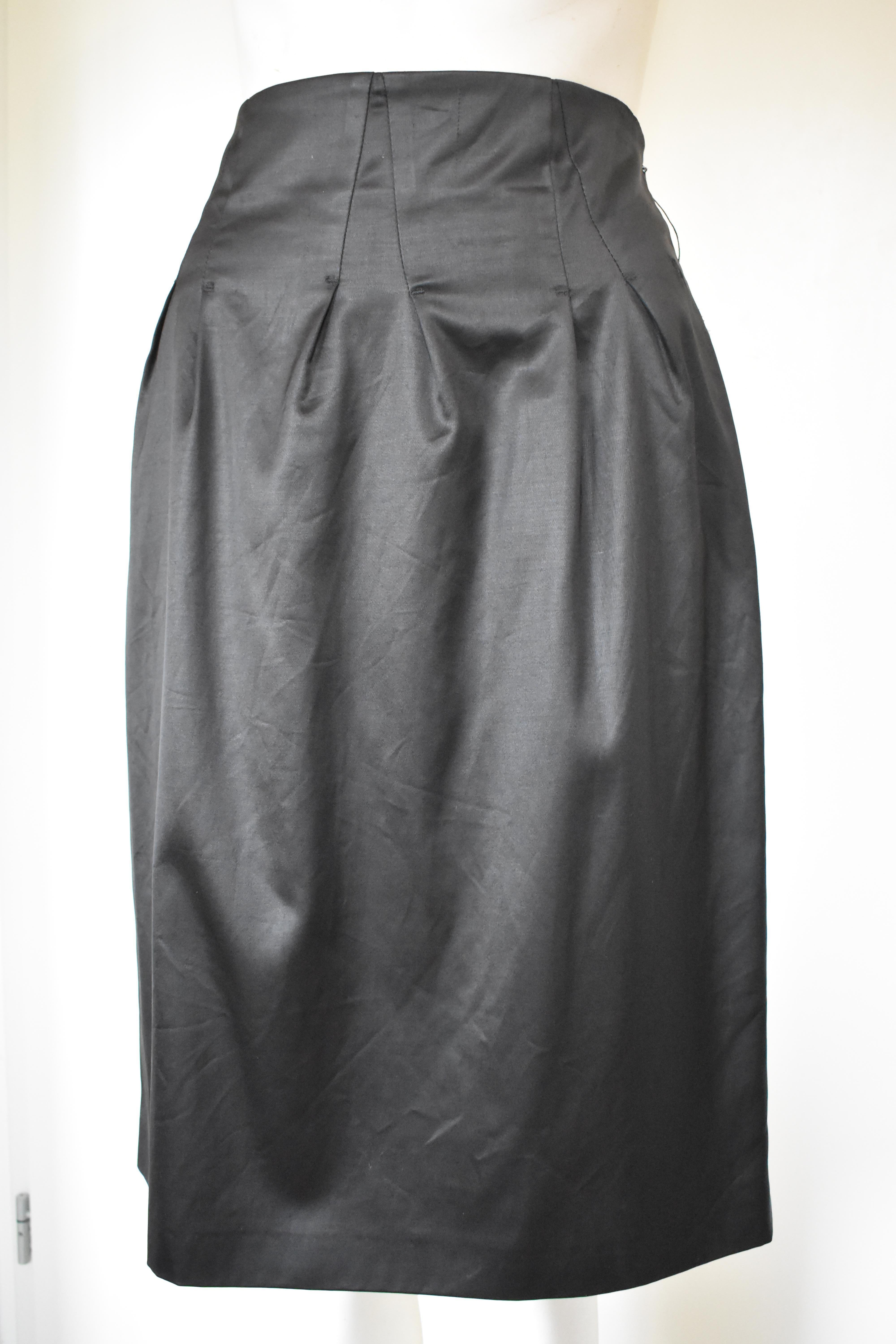 Women's Black Burberry Satin High Waist Skirt For Sale