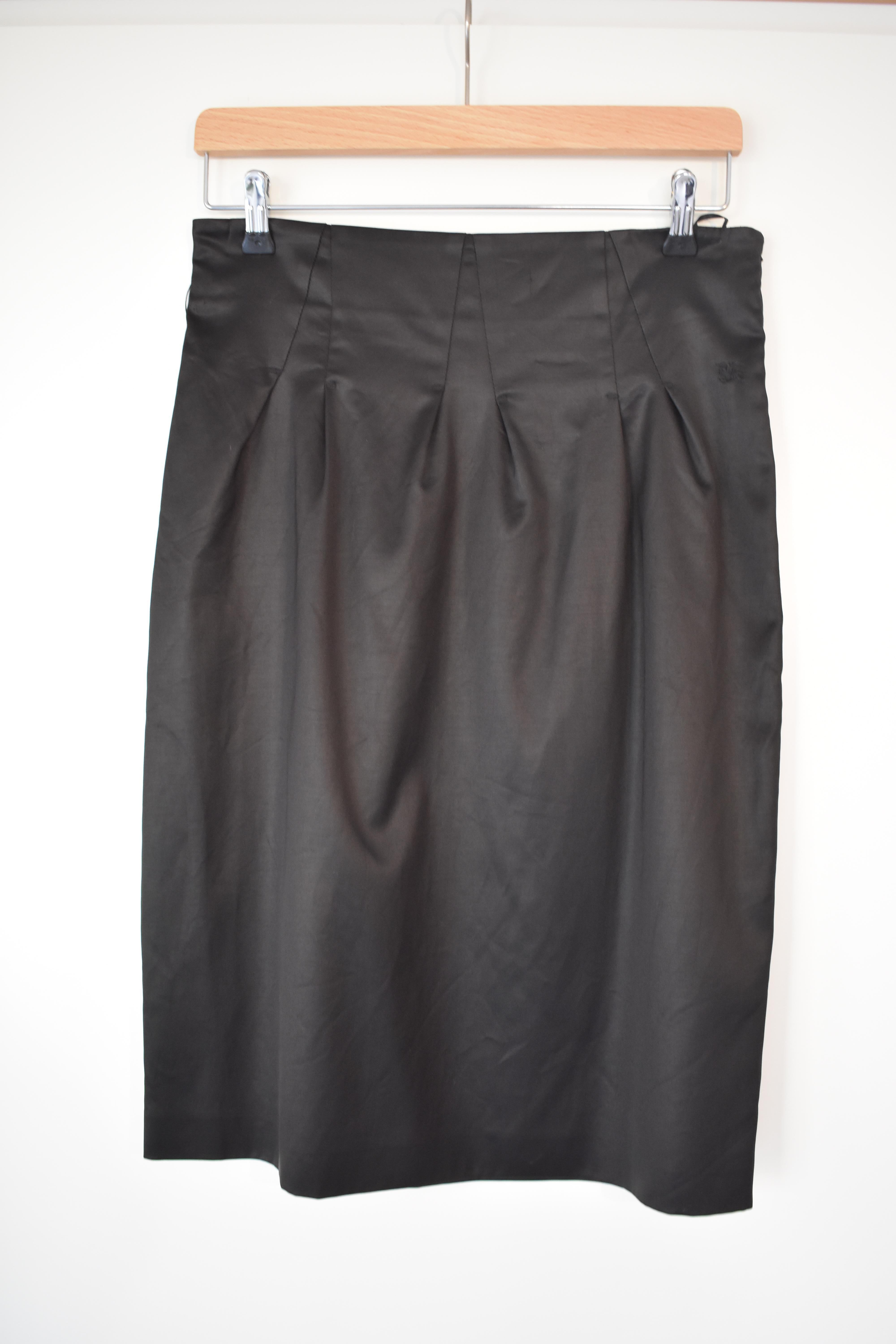 Black Burberry Satin High Waist Skirt For Sale 3